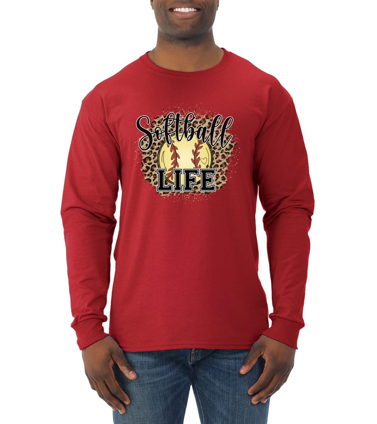 Wild Bobby Softball Life Animal Print Long Sleeve Shirt for Girls & Women - Comfortable Baseball Jersey for Sports, Practice & Casual Wear