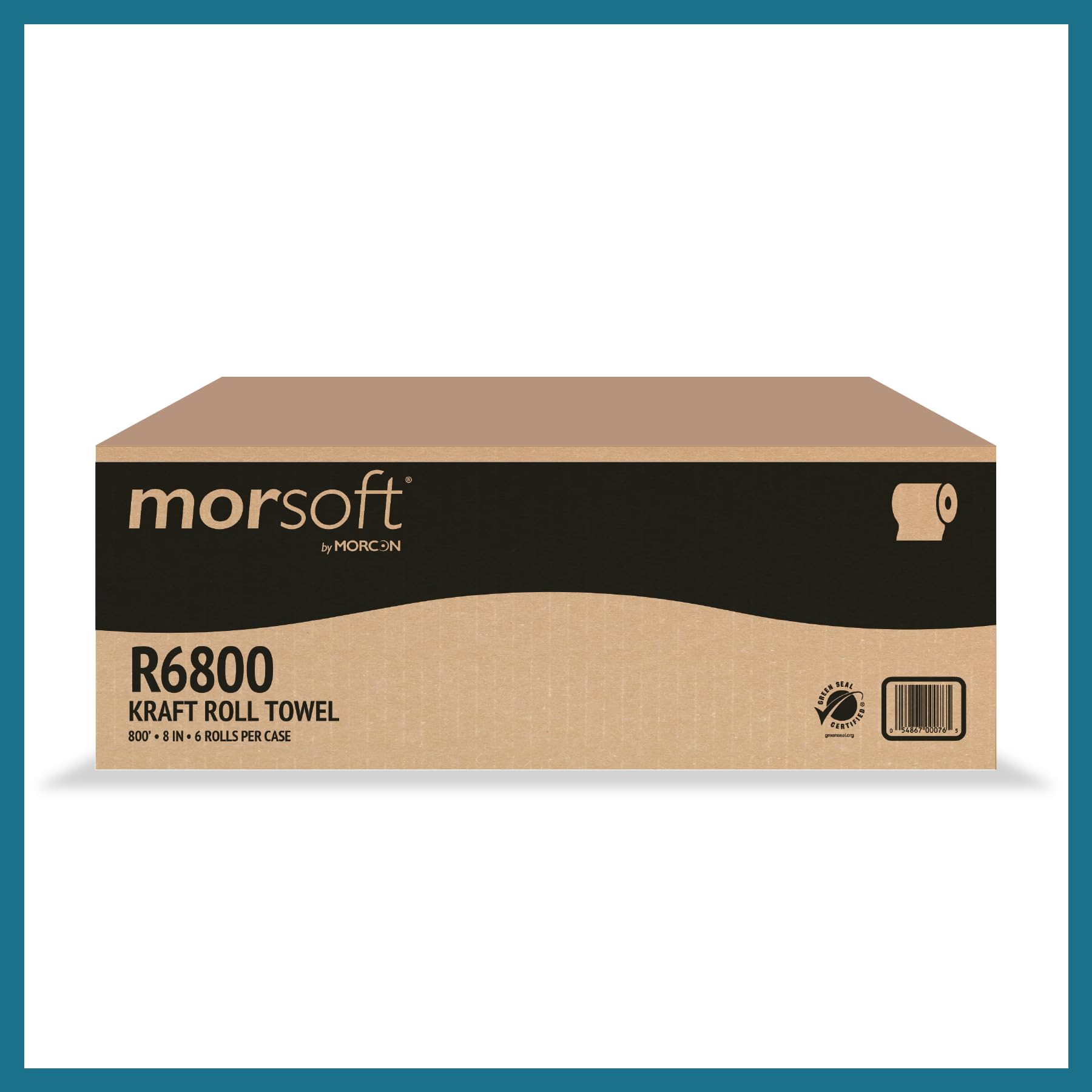 Morsoft by Morcon R6800 Universal Hardwound Roll Towels - 6 Rolls x 800 ft Brown Recycled Paper Towels (100% Post-Consumer Fibers) - Ideal for Commercial Kitchens, Restaurants & Office Break Rooms