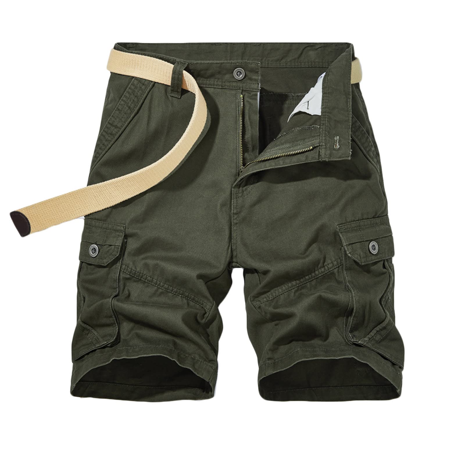 **Ozmmyan Men's Gym Shorts - Summer Casual Workout Shorts with Zipper & Button Pockets, Cropped Cargo Design - Perfect for Running, Training & Outdoor Activities**