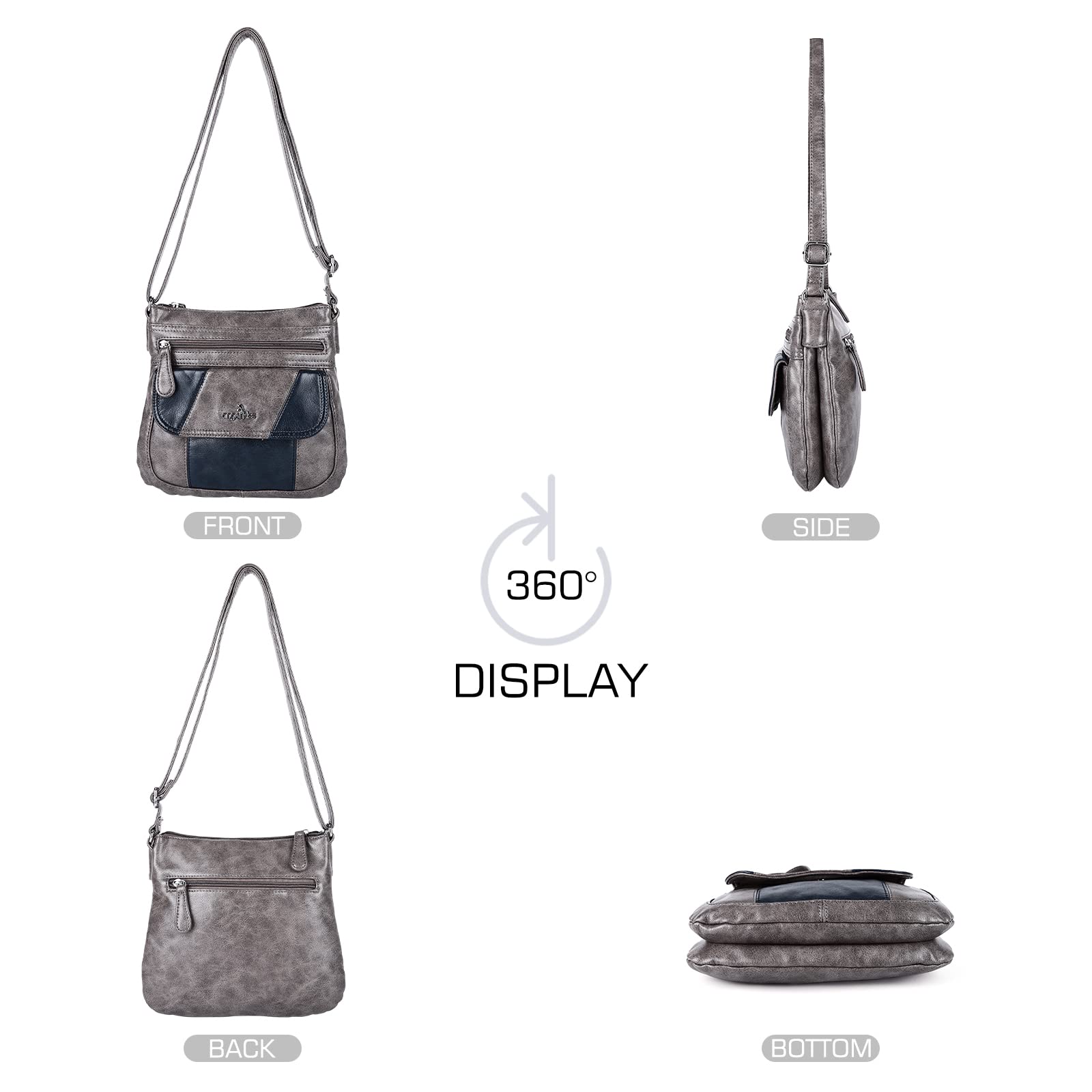 Angel Kiss Women's Crossbody Bag - PU Leather Adjustable Shoulder Handbag Purse for Ladies - Perfect for Work, Travel & Everyday Use