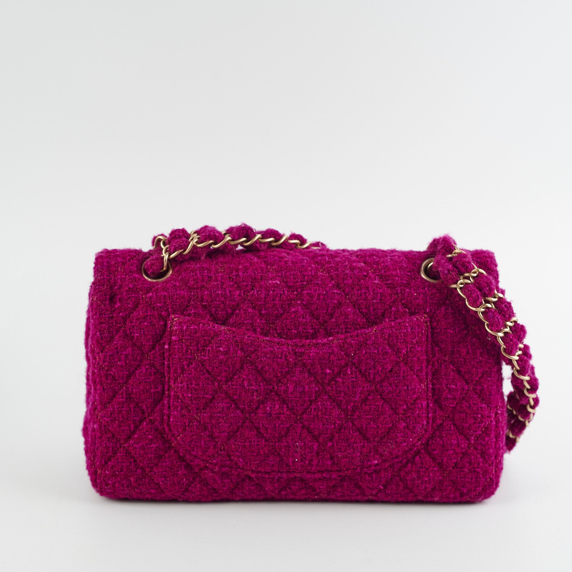 Chanel M/L Tweed Purple Classic Flap Shoulder Bag - Luxury Designer Handbag for Women | Perfect for Parties, Weddings & Special Occasions