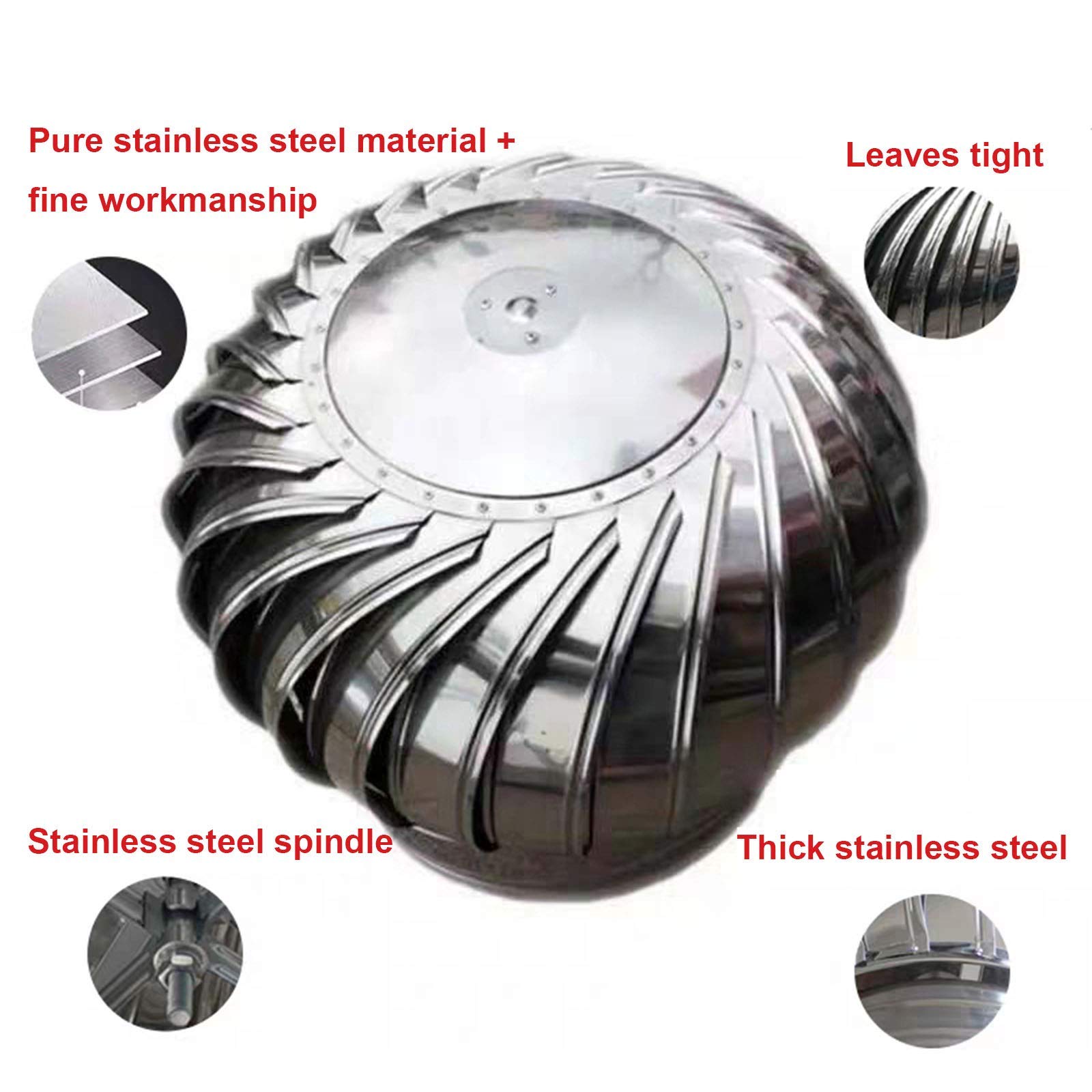 201 Stainless Steel Rotating Chimney Cowl Cap - Anti-Downdraught Vent Spinner with Clamp (200mm) Fits Most Standard Chimney Pots - Perfect for Home Roof Ventilation & Weather Protection