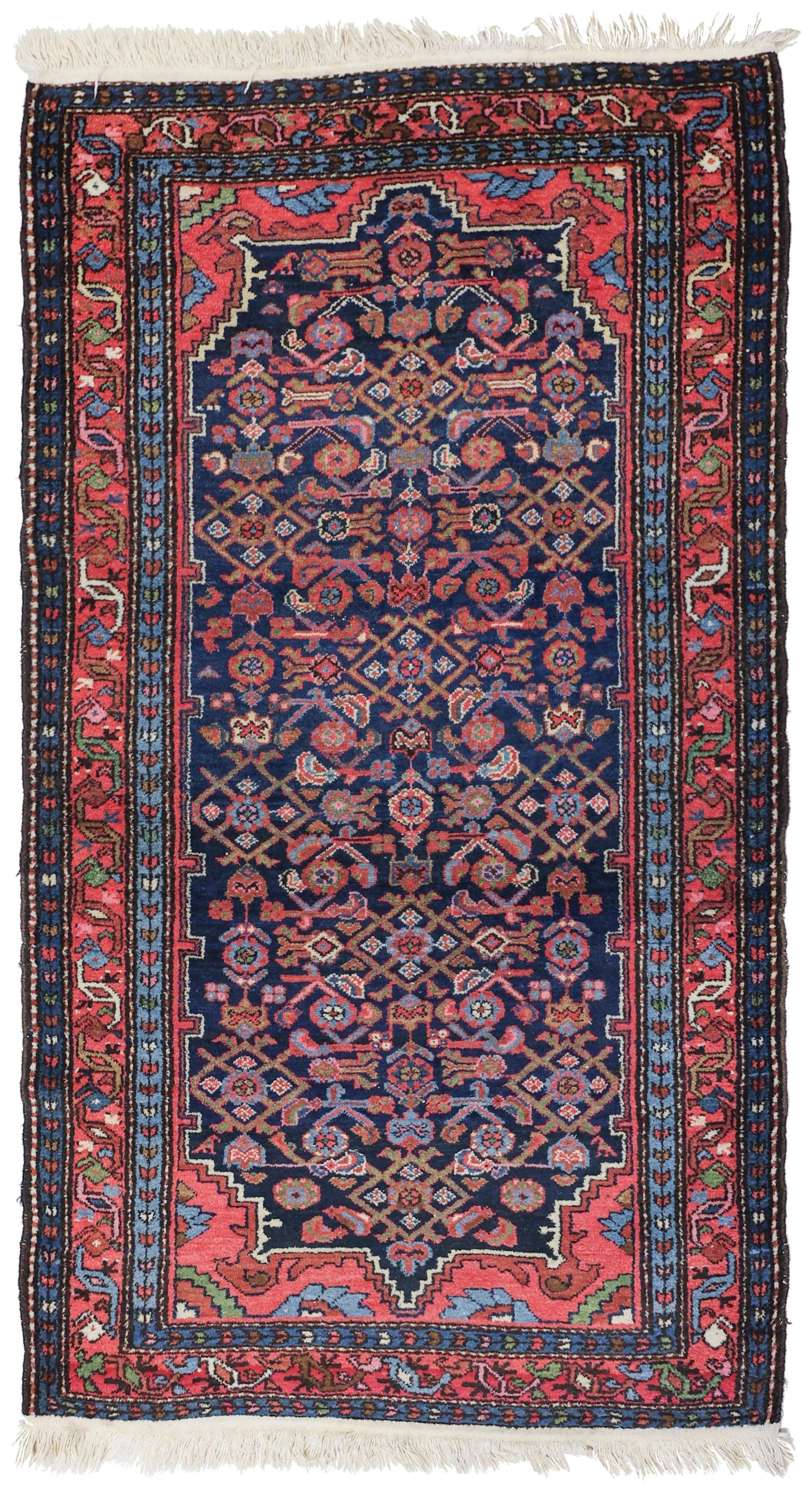 Antique Hamadan Handwoven Tribal Rug - Authentic Persian Wool Carpet J75901 for Living Room, Bedroom & Home Decor