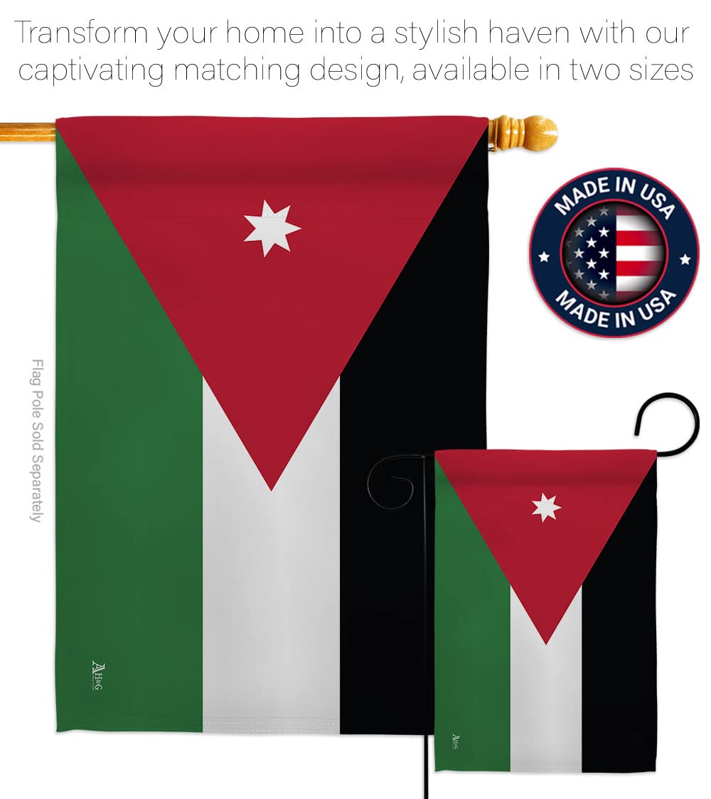Americana Home & Garden Jordan Garden Flag Set with Stand - Double-Sided Outdoor Decoration for Yard, Patio & House - USA Made Country & Regional Banner - Perfect Gift for Garden Enthusiasts