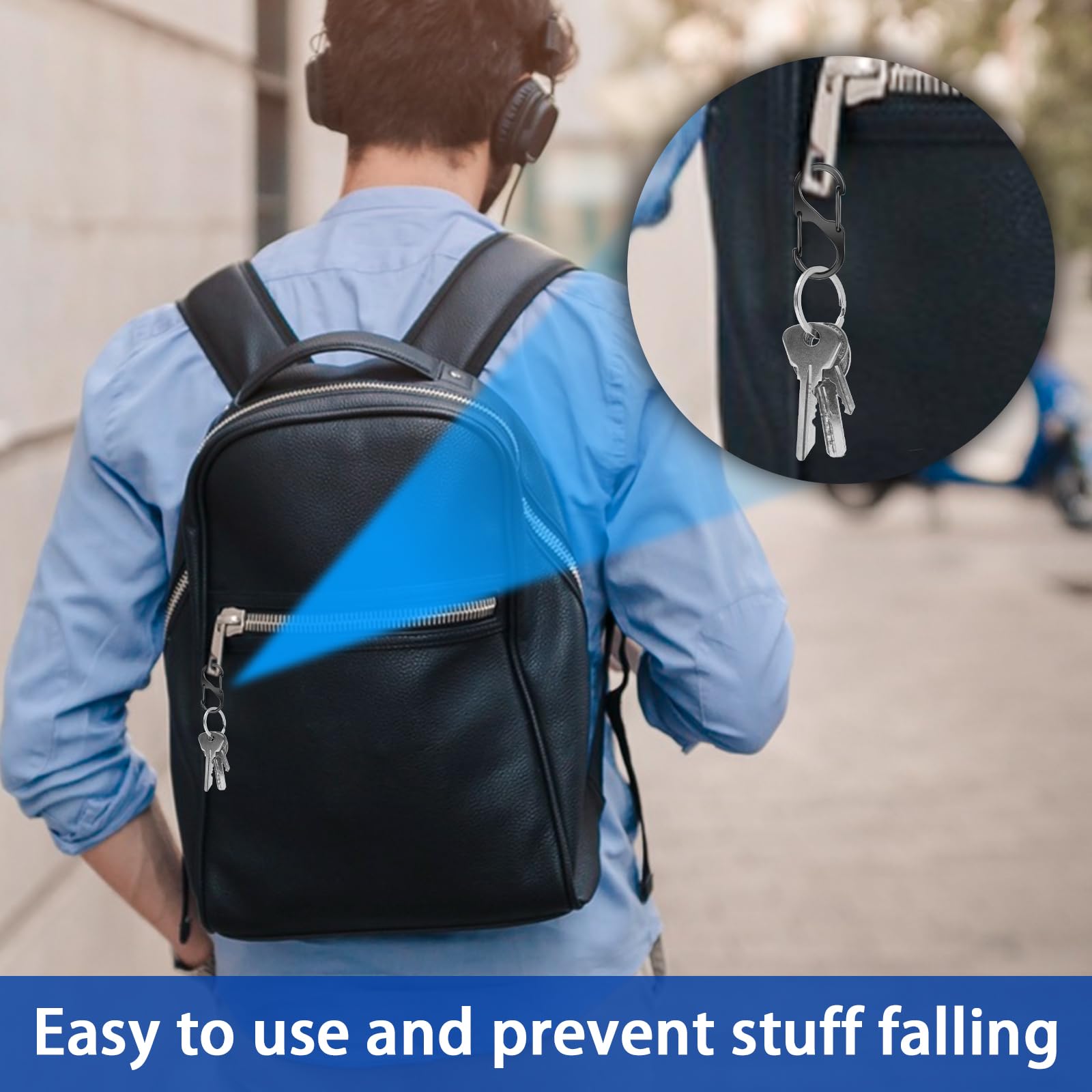 20Pcs Anti-Theft Zipper Lock Clips - Small Dual Opening Spring Carabiner Clips for Backpacks, Luggage & Travel | Secure Zipper Pull Replacement for Camping, Fishing & Outdoor Activities | Prevent Theft During Commute, Hiking & Air Travel