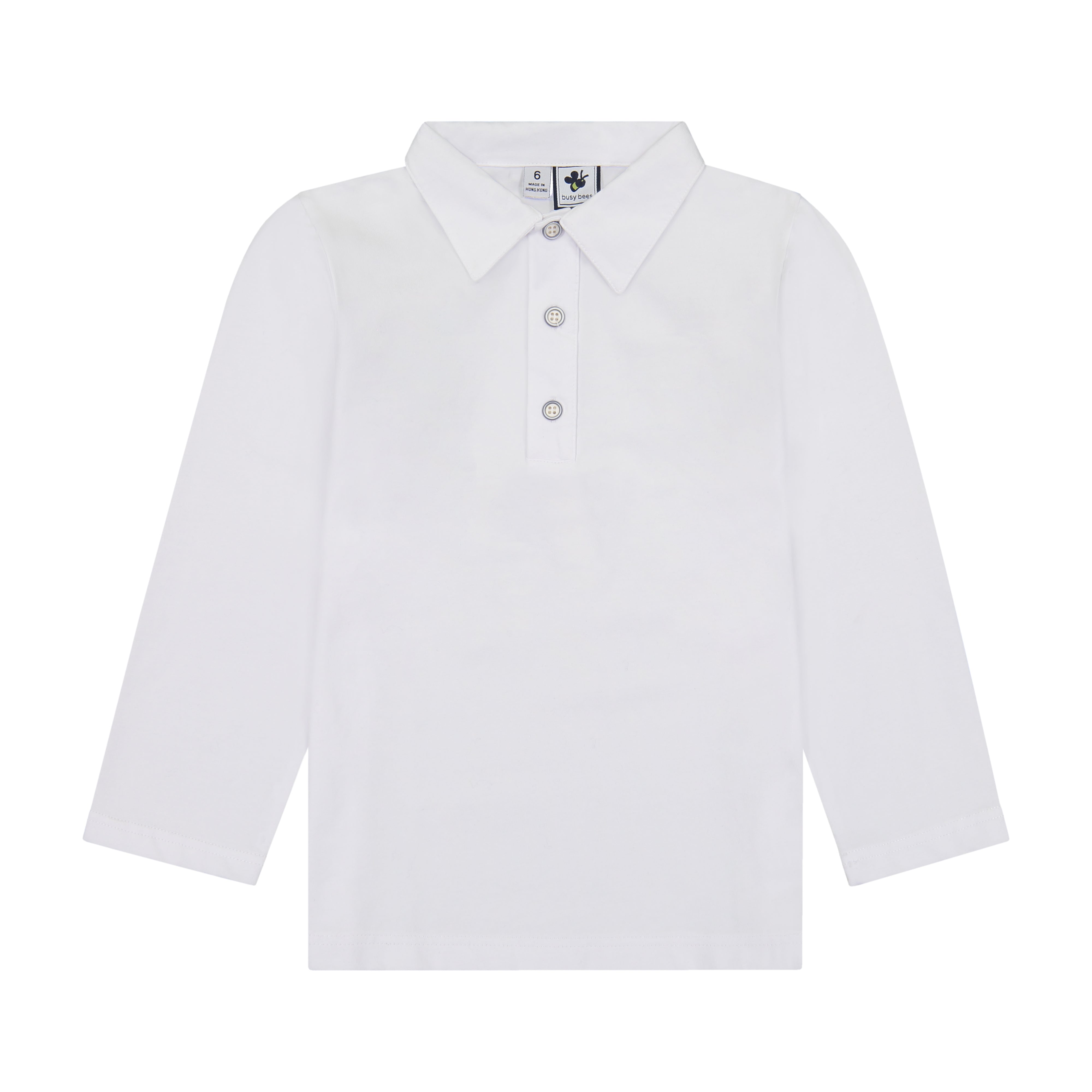 Boys Long Sleeve Polo Shirt - Soft Cotton Knit White Top for Kids | School Uniform, Casual Wear & Special Occasions