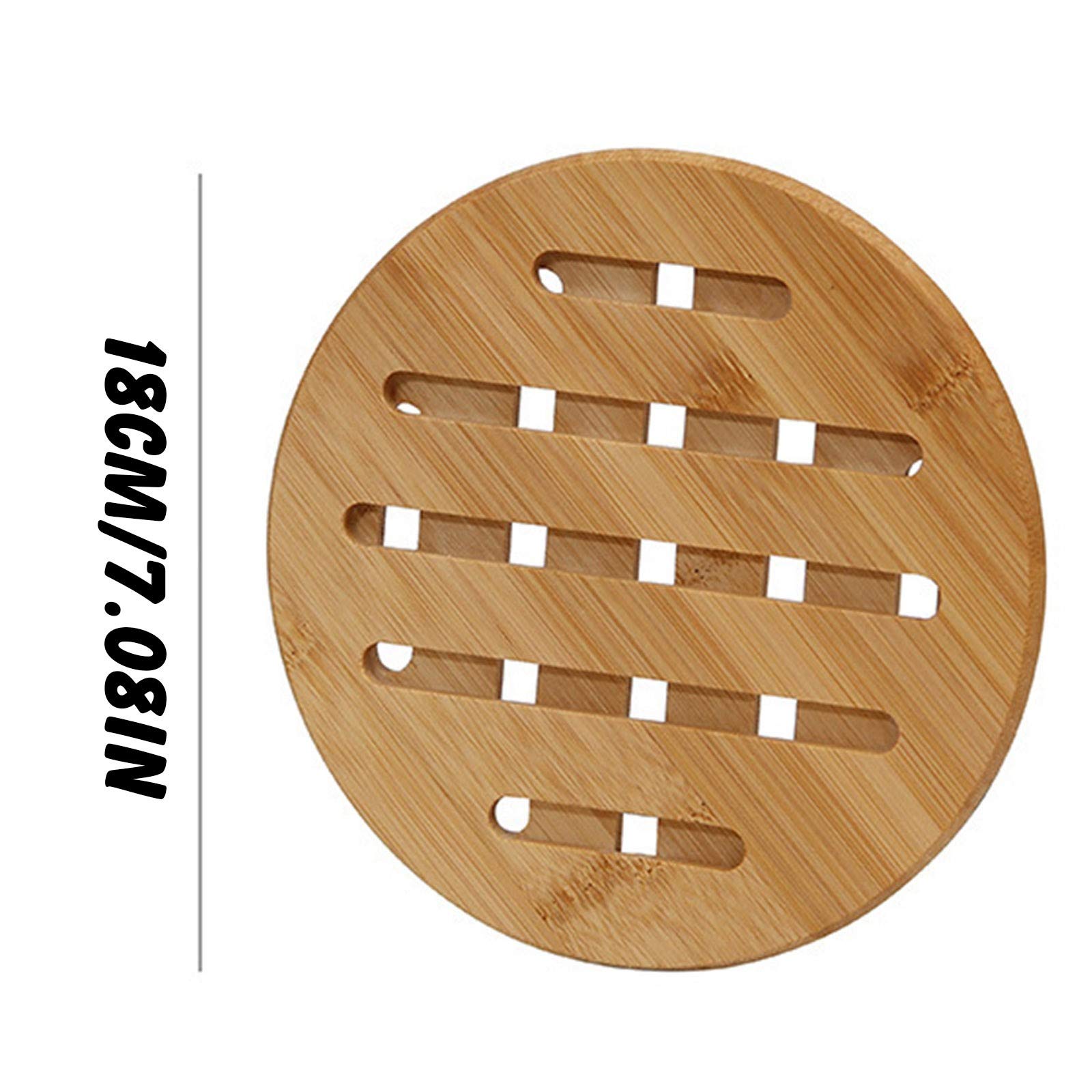 Premium 1#CC Bamboo Wooden Pot Stand - Non-Slip Trivet Mats for Hot Pans & Pots - Heat Resistant Kitchen Protectors - Perfect for Dining Tables, Countertops & Outdoor BBQ Use