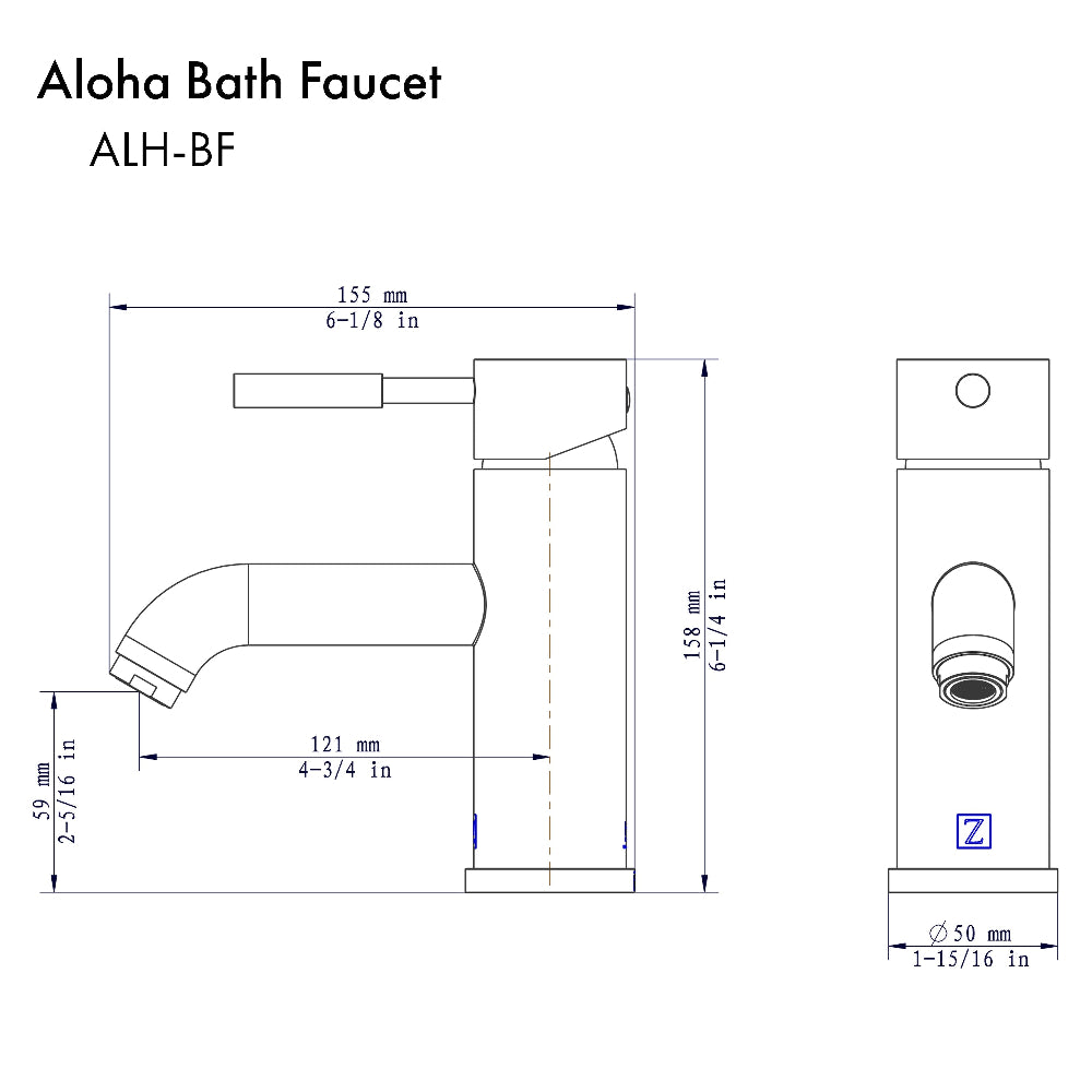 ZLINE Aloha Single Handle Bathroom Faucet in Brushed Nickel - Modern Waterfall Spout Design for Bathroom Sink, Vanity, and Powder Room (ALH BF BN)