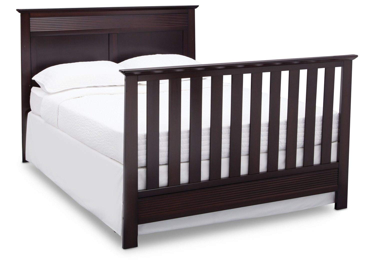 Full-Size Conversion Kit Bed Rails for Serta Aberdeen, Adelaide, Ashland, Banbury, Barrett, Bethpage, Fairmont, Fall River, Fernwood & Mid-Century Modern 4-in-1 Cribs - Dark Chocolate - Safe Toddler to Twin Bed Transition for Nursery & Kids Room