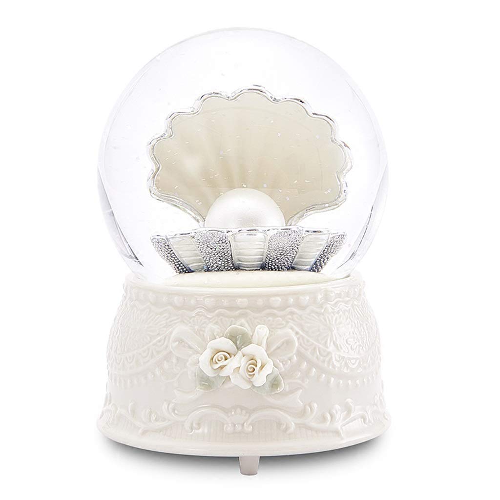 Crystal Snowflake Pearl Music Box - Elegant White Musical Gift for Girlfriend, Little Girls | Perfect for Christmas, Birthday, Wedding Decor & Special Occasions
