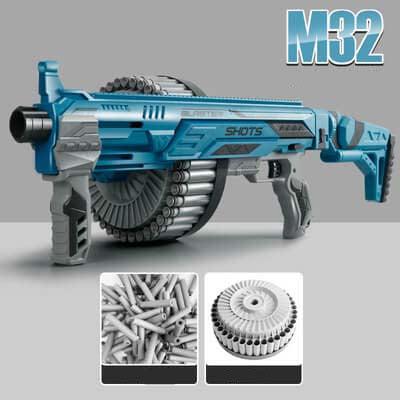 Fire Bull M32 Pyro Dart Blaster - High-Powered Foam Dart Gun Toy for Outdoor Nerf Battles, Backyard Games & Team Competitions