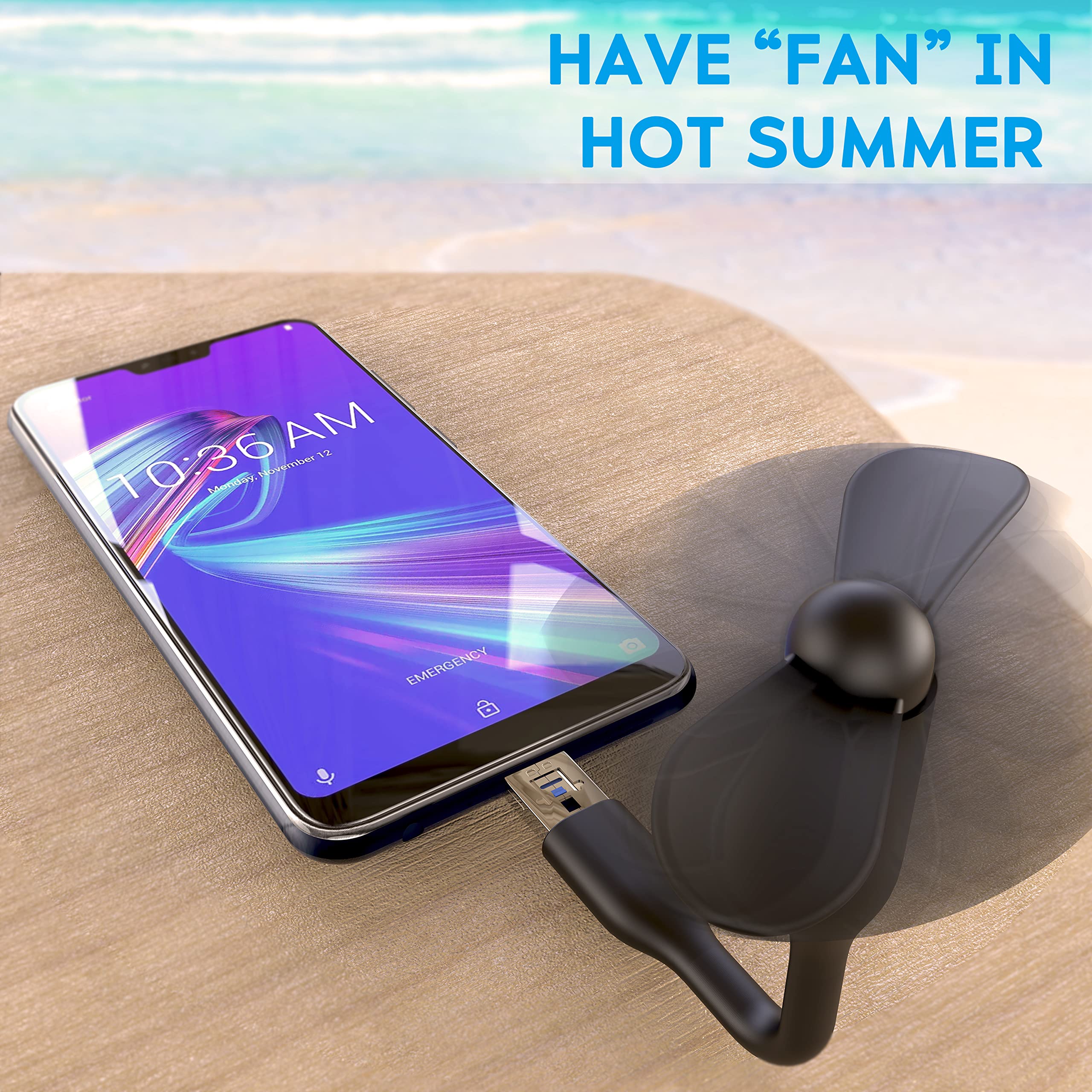 NEWTOP Mini USB & OTG Pocket Fan - Portable Adjustable Flexible Cooling Fan for Smartphone, Laptop, Travel - Ideal for Office, Home, Outdoor & Car Use - Stay Cool While Working, Gaming or Traveling