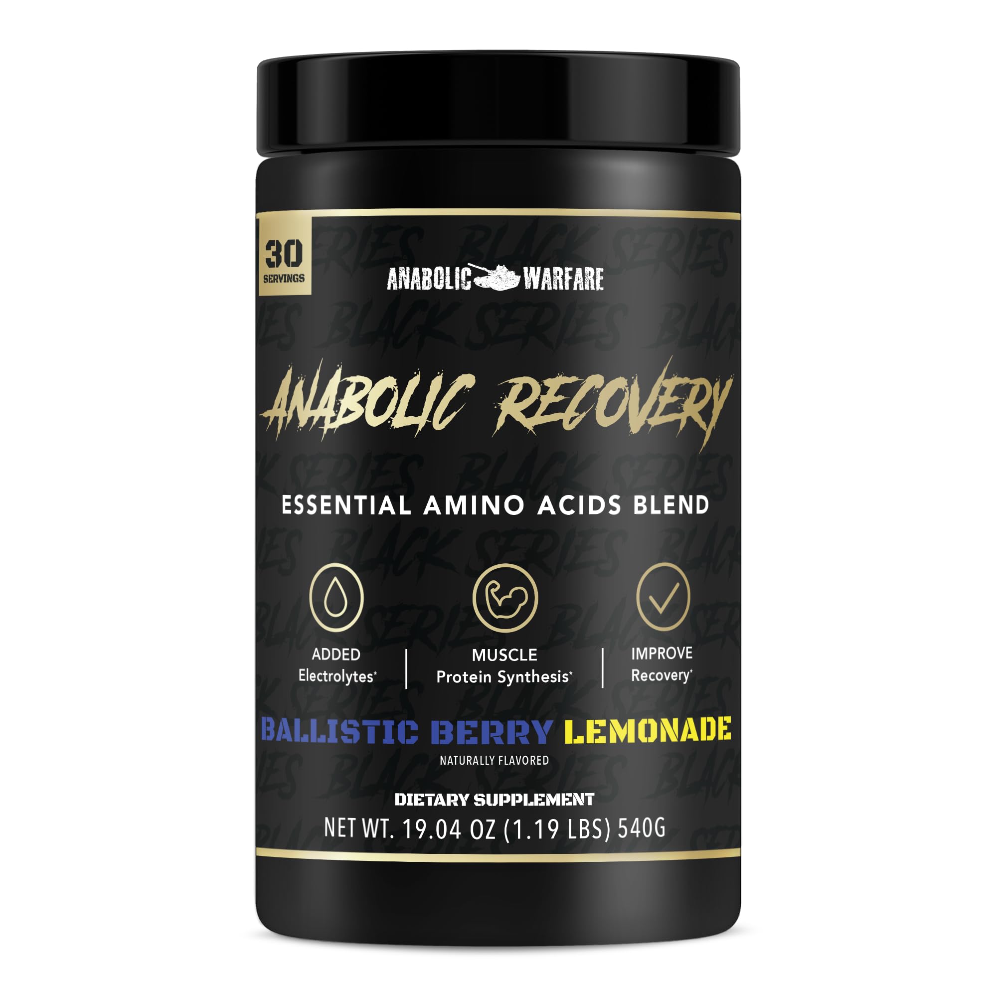 Anabolic Recovery Essential Amino Acids Powder - Post Workout Muscle Recovery Supplement with Premium Hydration - Build & Repair Muscle Fast - Blackberry Lemonade Flavor (30 Servings) - Ideal for Gym, Fitness & Athletic Performance