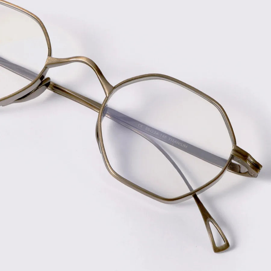 Aimee Unisex Full Rim Small Hexagon Titanium Eyeglasses 112152 - Lightweight & Durable Frame for Men & Women - Perfect for Reading, Work & Fashion Accessories