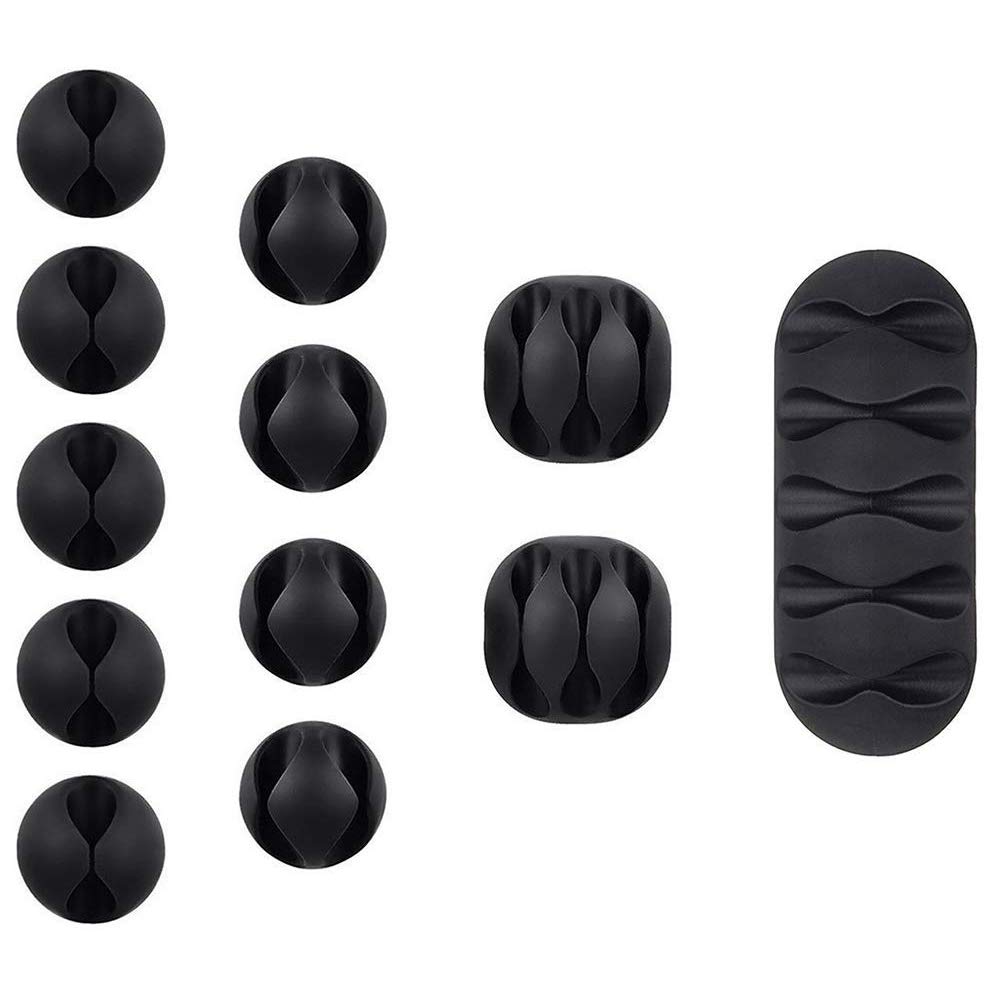 Viaky Multipurpose Black Cable Clips - Self Adhesive Cord Management System for Home & Office, Desk Cable Organizer to Keep Wires Neat - Perfect for Computer, TV, Router & Charging Station Organization
