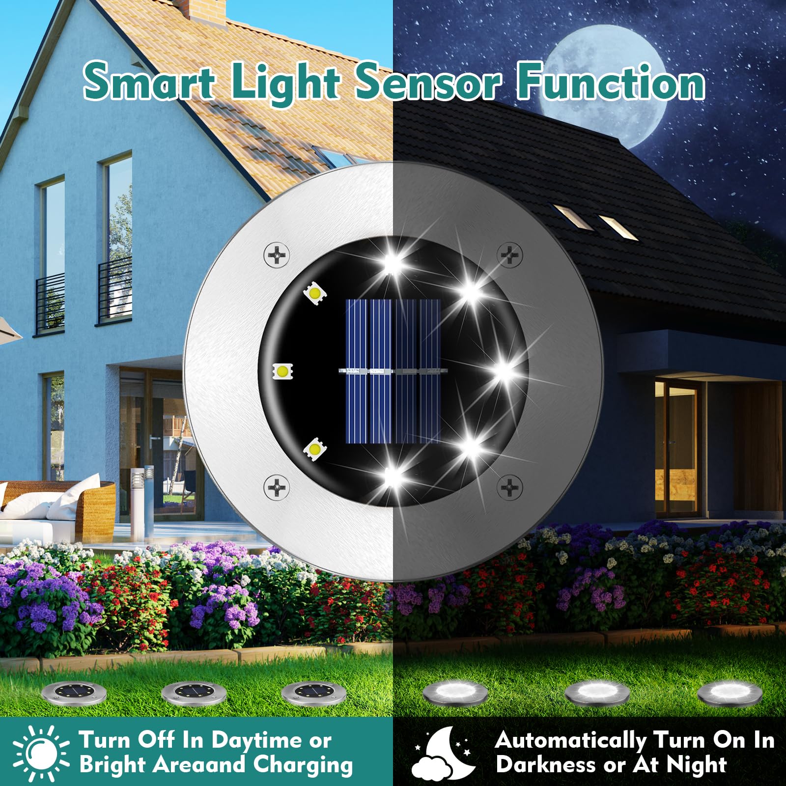 12 Pack Solar Outdoor Lights - Waterproof Solar Garden Lights for Pathway, Lawn, Yard, Deck & Driveway | Landscape Lighting for Patio & Walkway | Perfect for Outdoor Decor, Backyard & Garden Lighting