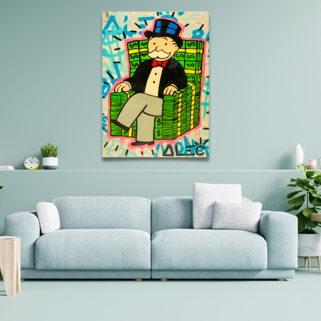 Alec Monopoly Money Millionaire Original Art Print - Wall Decor for Home, Office & Gifts | Pop Culture Artwork for Fans & Collectors