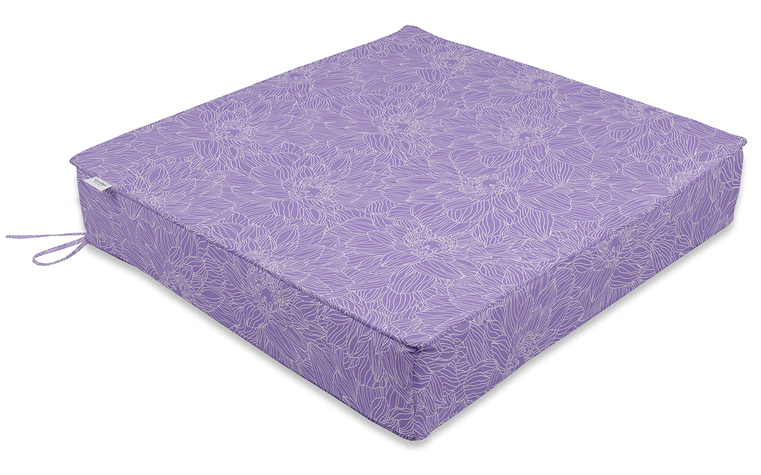 Printed Outdoor Deep Seat Patio Cushions Set - 2pc All-Weather Replacement Cushions (25x25x5 inches) in Dusty Violet - Perfect for Patio Furniture, Garden Chairs & Backyard Lounging