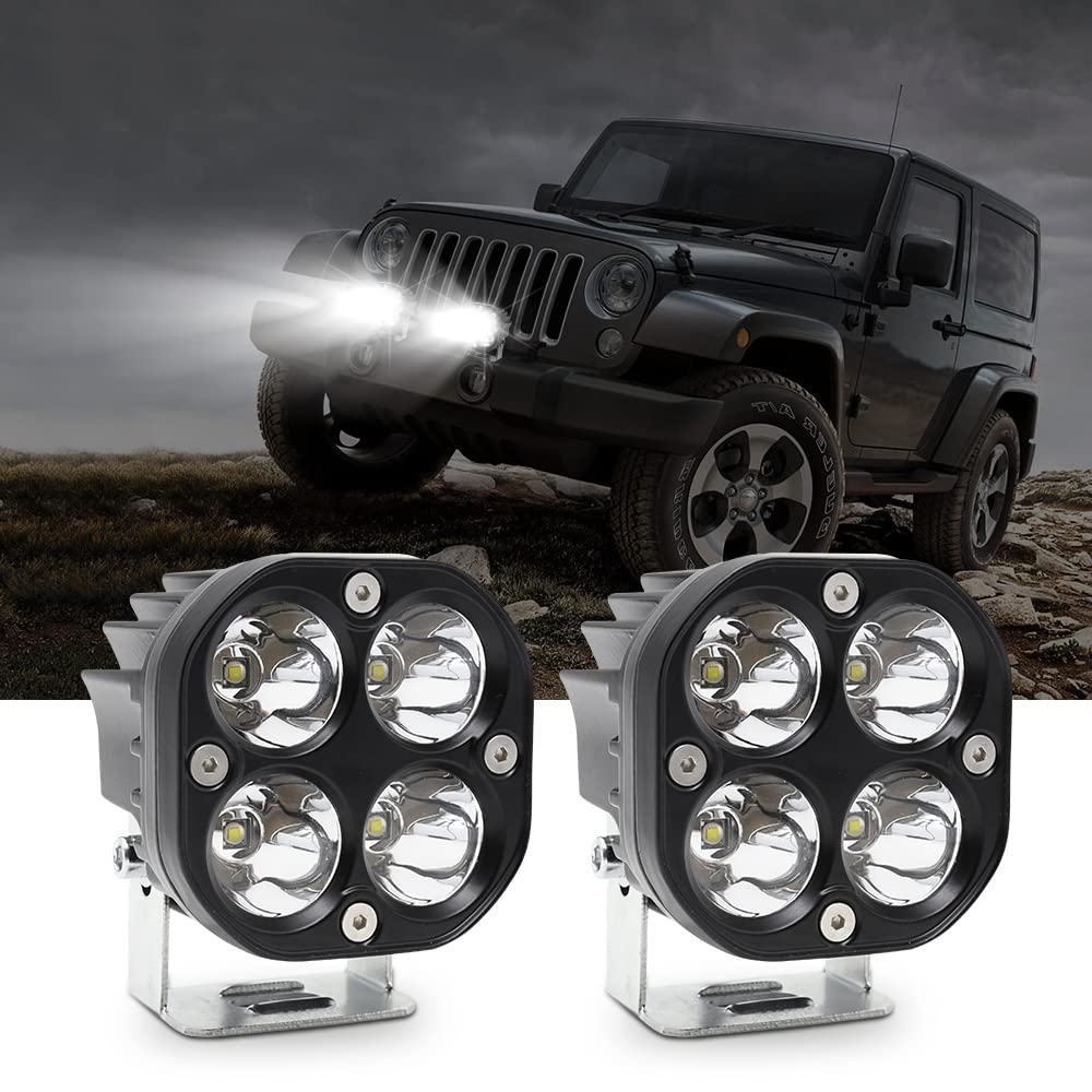 COYOUCO 2PCS 3 Inch LED Offroad Driving Lights - 40W Waterproof Fog Lights Pod with Flood Beam for Cars, Trucks, ATV, UTV, Boats & Motorcycles - White Auxiliary Work & Ditch Lights - Perfect for Night Off-Roading, Camping & Emergency Lighting