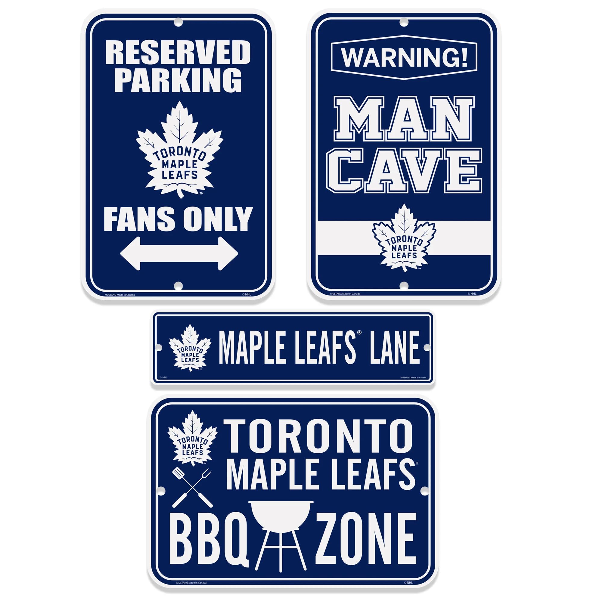 Toronto Maple Leafs 4-Pack Fan Sign Set - NHL Hockey Game Day Decor, Home Bar & Man Cave Wall Art - Perfect for Sports Parties & Fan Cave Displays
