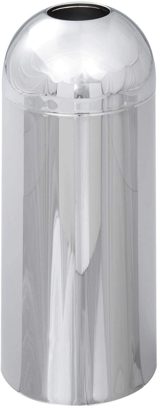 15 Gallon Silver Open Top Dome Trash Can - Reflections [9875] | Durable & Stylish Waste Bin for Home, Office, or Outdoor Use