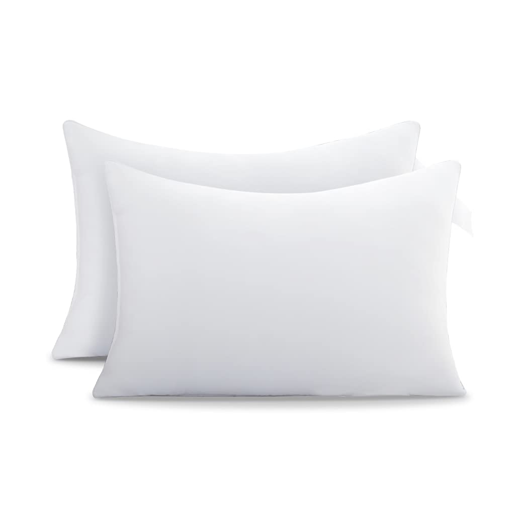 Luxury Hotel Quality Bed Pillows 2 Pack - Super Soft 3D Fiber Filling for Side, Stomach & Back Sleepers - Breathable Polyester Microfiber Cover (White, Standard Size) - Perfect for Home, Guest Room & Travel Use