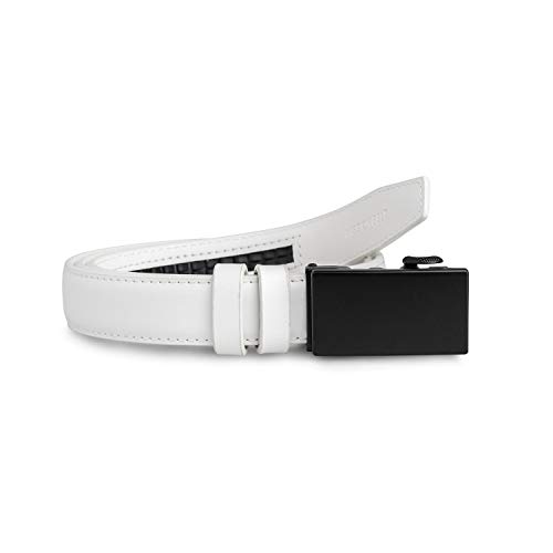 30mm Obsidian Buckle & White Leather