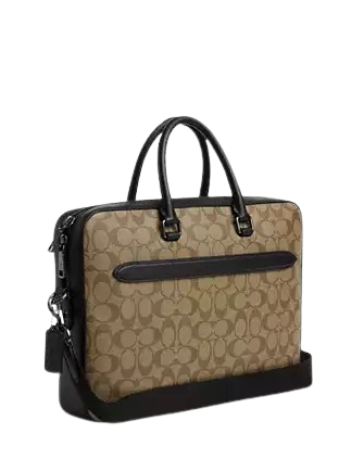 Coach Ethan Slim Briefcase in Signature Canvas - Stylish & Durable Leather Laptop Bag for Business Professionals & Office Commuters