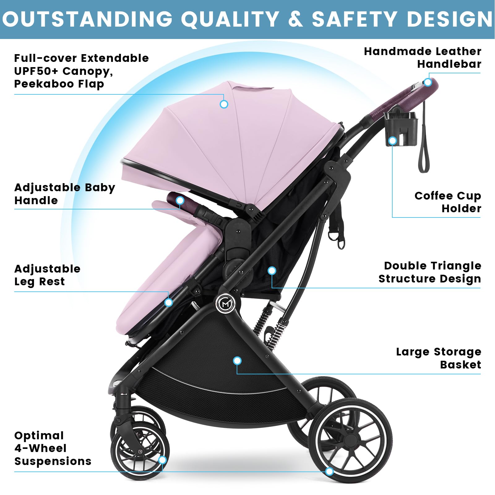 **Pink Baby Stroller Bassinet - 3-in-1 Convertible Travel Stroller for Newborn, Infant & Toddler | Lightweight, Foldable, One-Hand Operation, Reversible Seat & Extra Storage | Perfect for Shopping, Travel & Daily Walks**