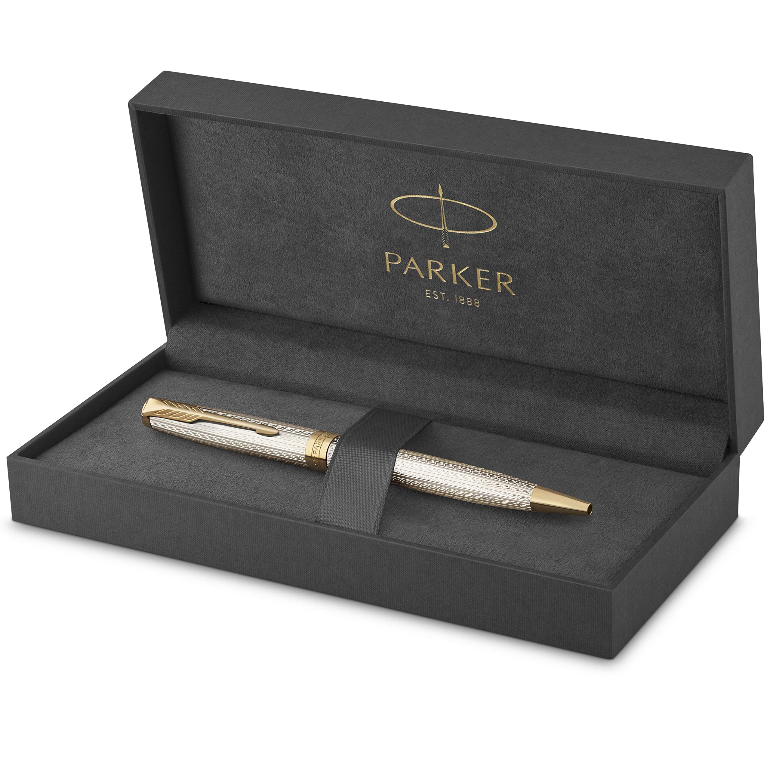 Parker Sonnet Ballpoint Pen - Premium Stainless Steel Luxury Writing Pen with Gift Box - Perfect for Business Gifts, Graduation Presents & Everyday Elegant Writing