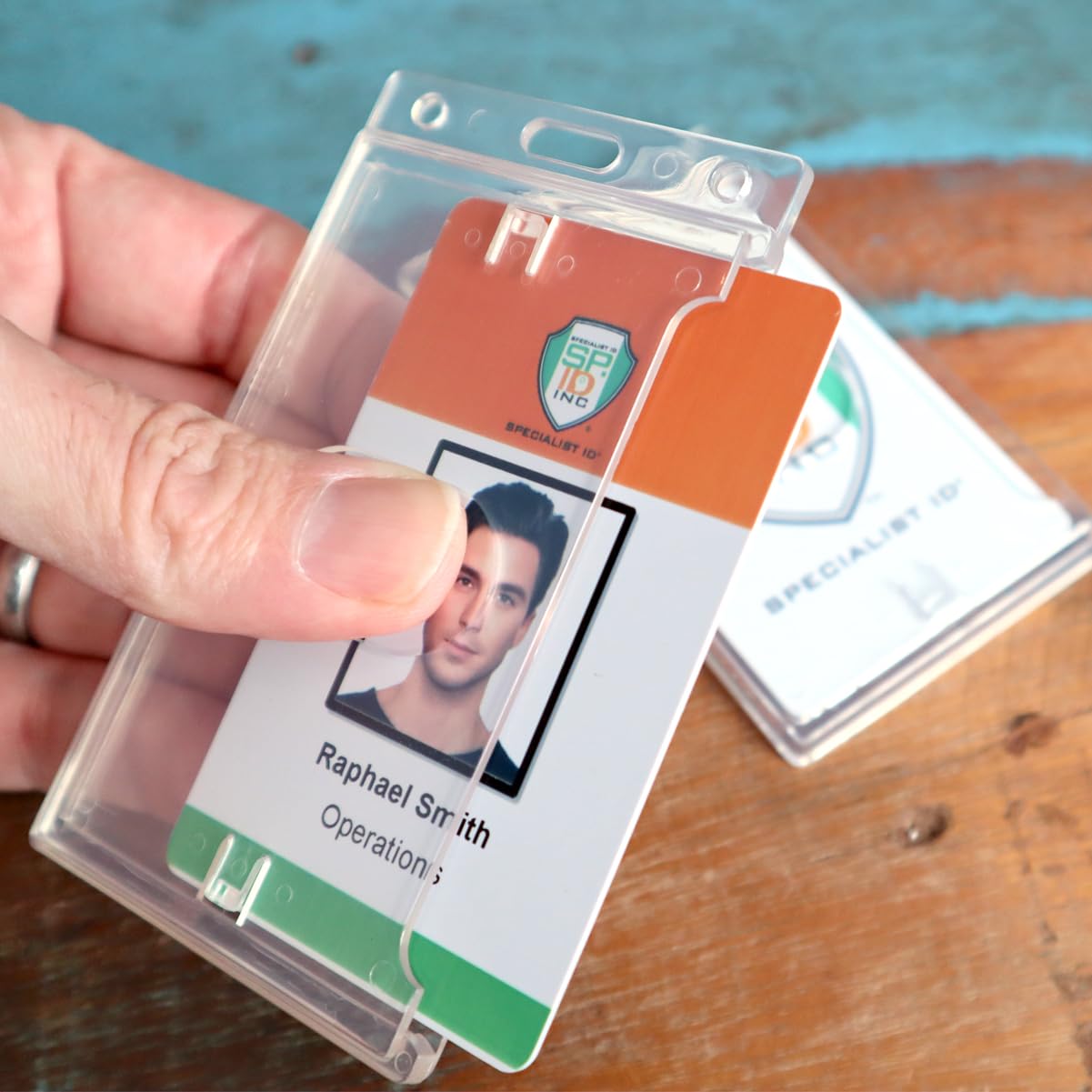3 Pack Heavy Duty Plastic ID Badge Holder - Clear Vertical Card Protector for Work & Events