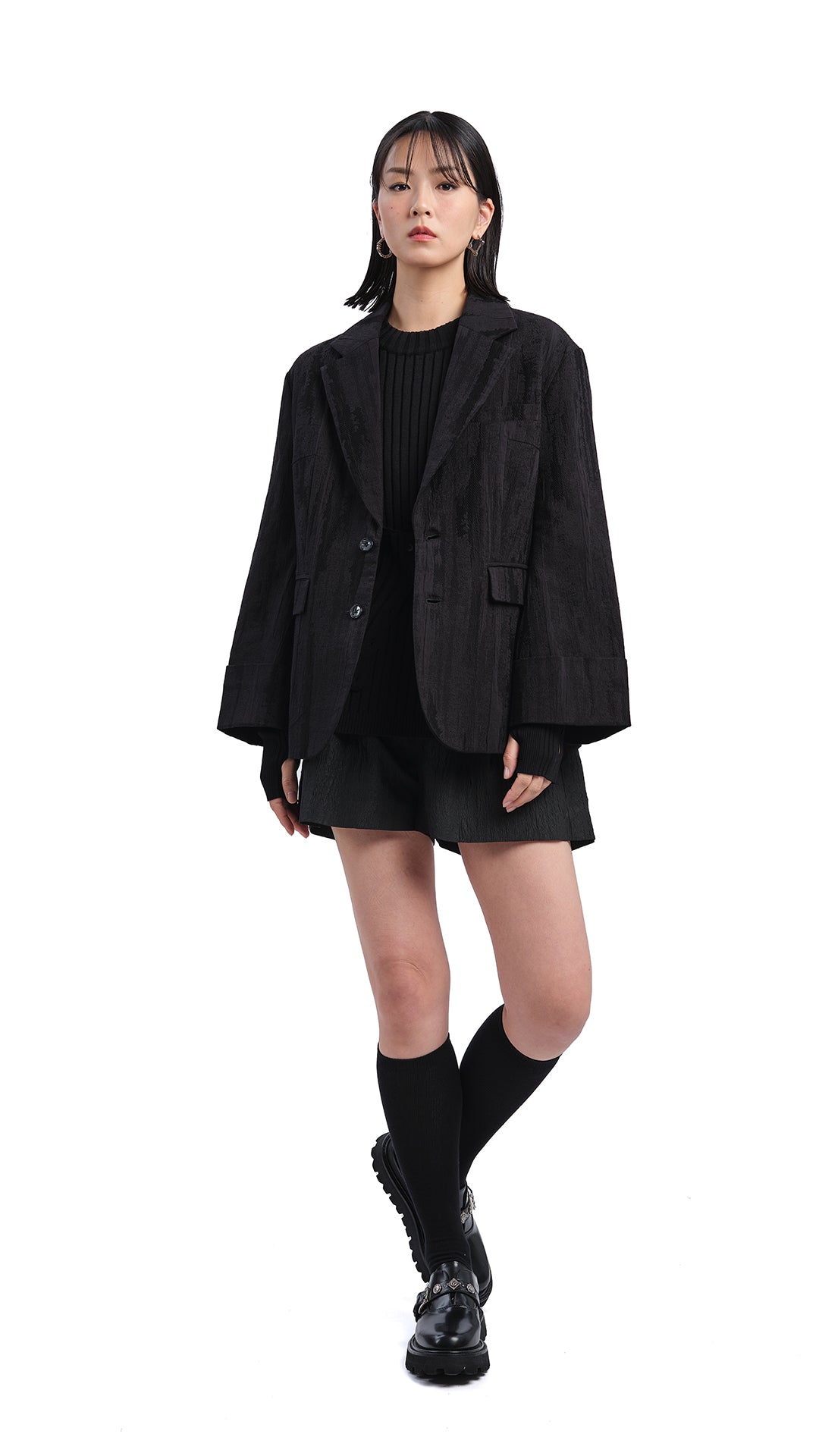 Stylish Rolled Cuff Boxy Blazer for Women - Trendy Oversized Jacket for Office, Business & Casual Wear