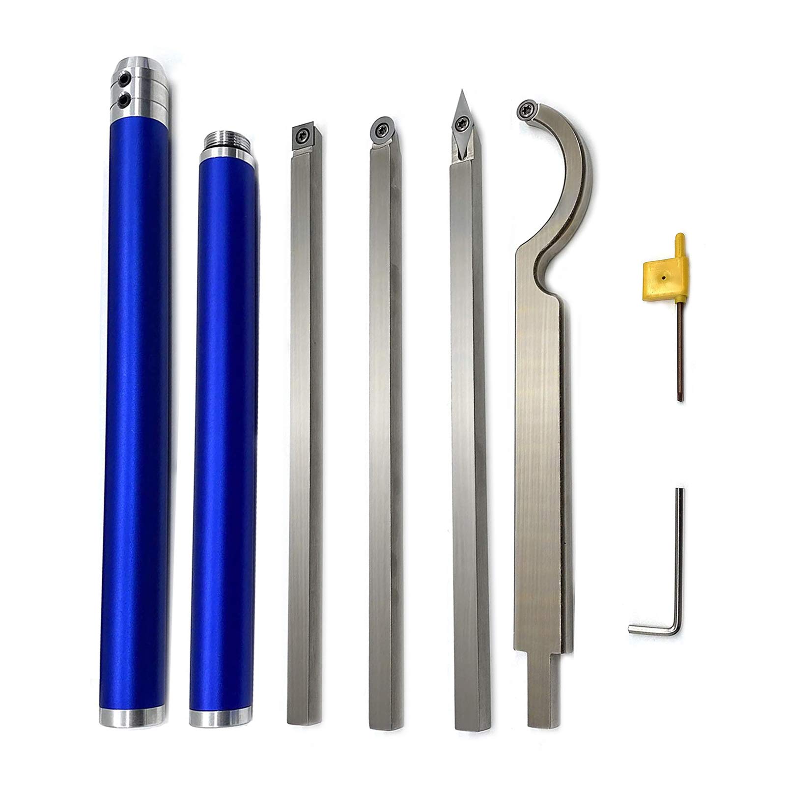 Premium Carbide Wood Lathe Tools Set - Round, Square & Diamond Inserts with Interchangeable Aluminum Alloy Handle - Perfect for Woodturning, Bowl Making & Furniture Crafting