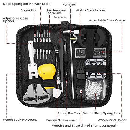 153 Pcs Professional Watch Repair Kit with Spring Bar Tool, Battery Replacement & Band Link Pin Remover - Perfect for Watchmakers, Jewelers & DIY Enthusiasts at Home or Workshop