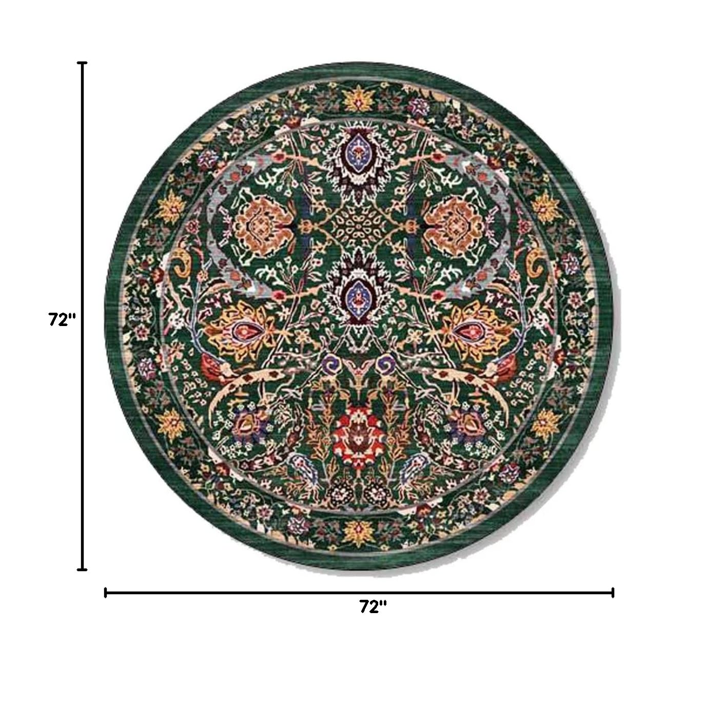 Large 6ft Boho Rug Pad - Non-Skid Washable Round Bohemian Area Rug for Living Room, Dining Room, Bedroom - Perfect for Home Decor Under Sofa or Coffee Table