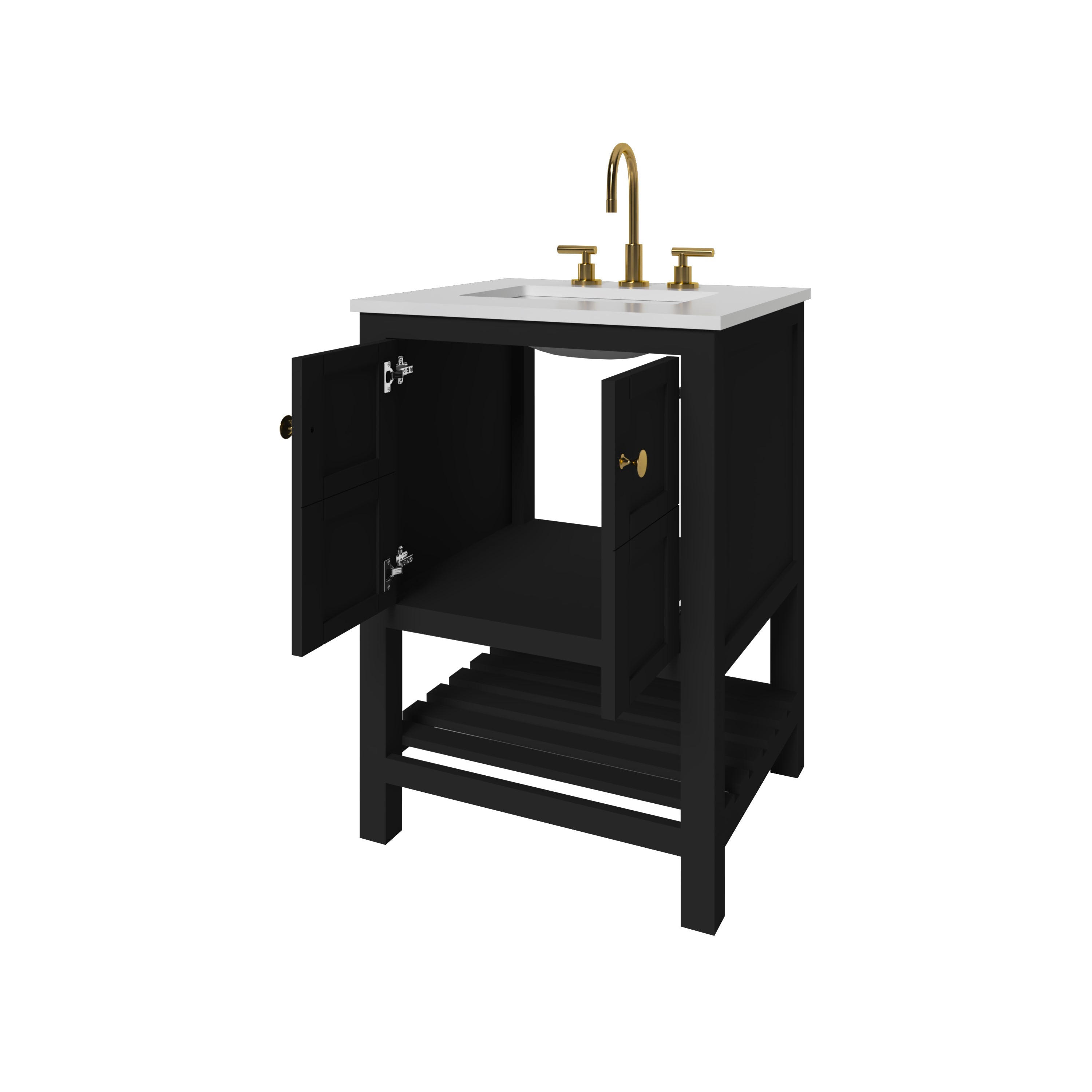 23.5 Inch Black Bathroom Vanity Cabinet Only - Modern Freestanding Sink Base for Small Bathrooms | Nearmé Dallas Collection | Perfect for Apartments, Guest Baths & Powder Rooms