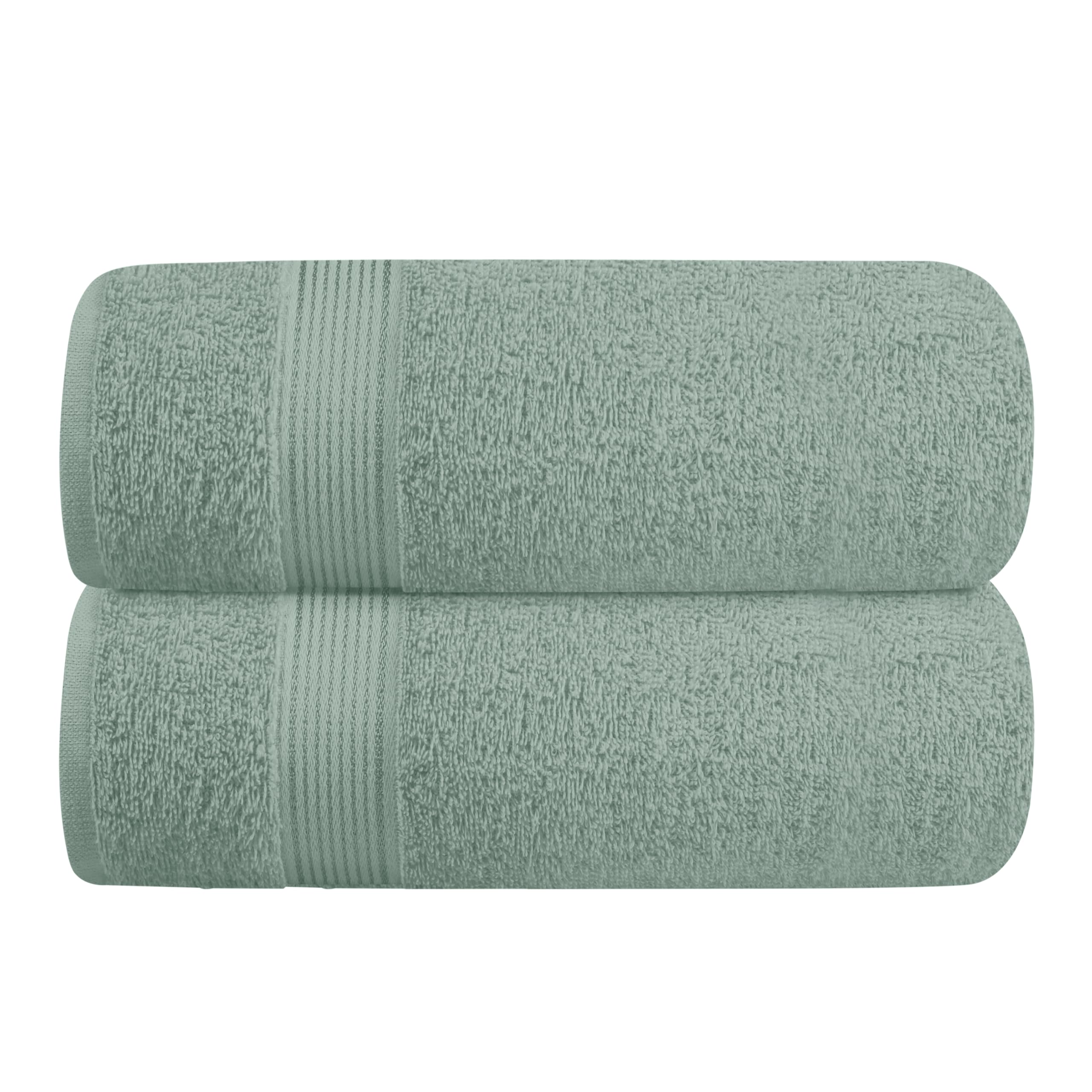 Belizzi Home 2-Pack Oversized Cotton Bath Towels 28x55 Inches - Ultra Absorbent, Quick Dry, Lightweight - Perfect for Gym, Travel, Camping & Pool Use - Jade Green