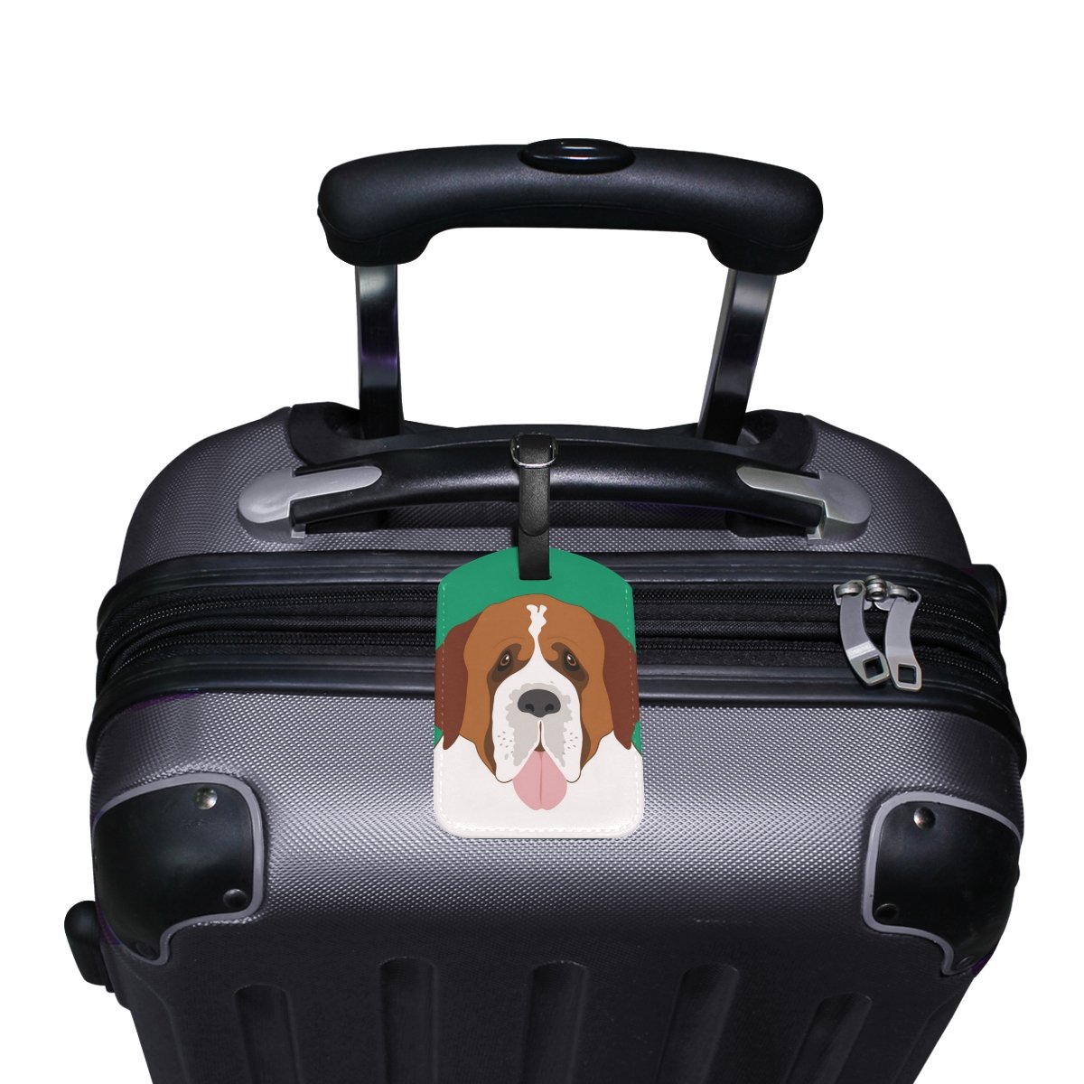 St. Bernard Dog Luggage Tag - Durable PU Leather Suitcase ID Tag for Travel, Pet Lovers & Airlines (1 Pack) - Perfect for Checked Bags, Carry-ons & Pet Carriers