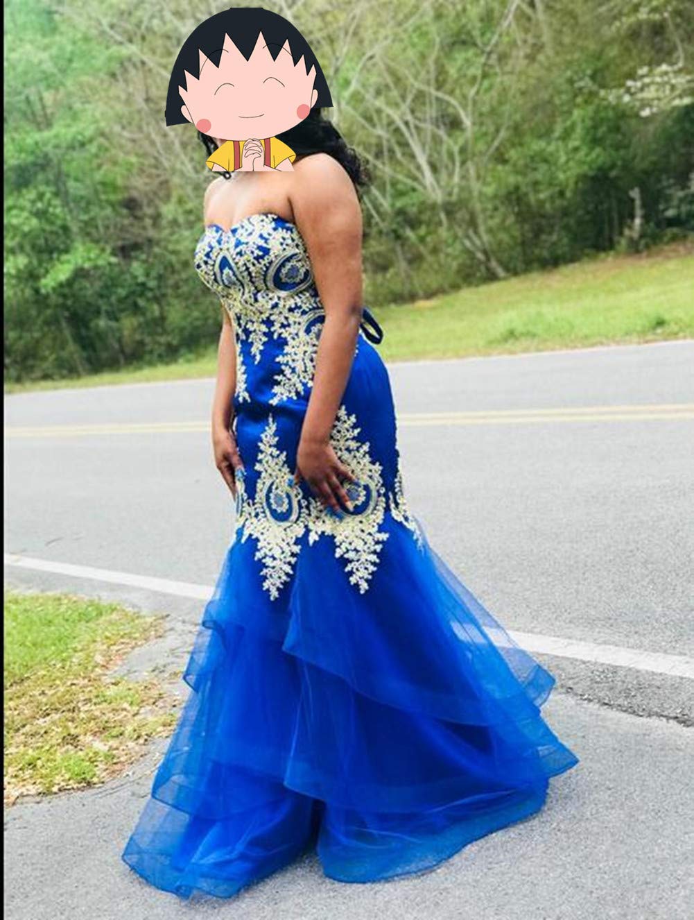 Emanni Women's Sexy Backless Mermaid Prom Dress with Embroidery - Elegant Formal Evening Gown for Homecoming, Wedding Guest & Special Occasions