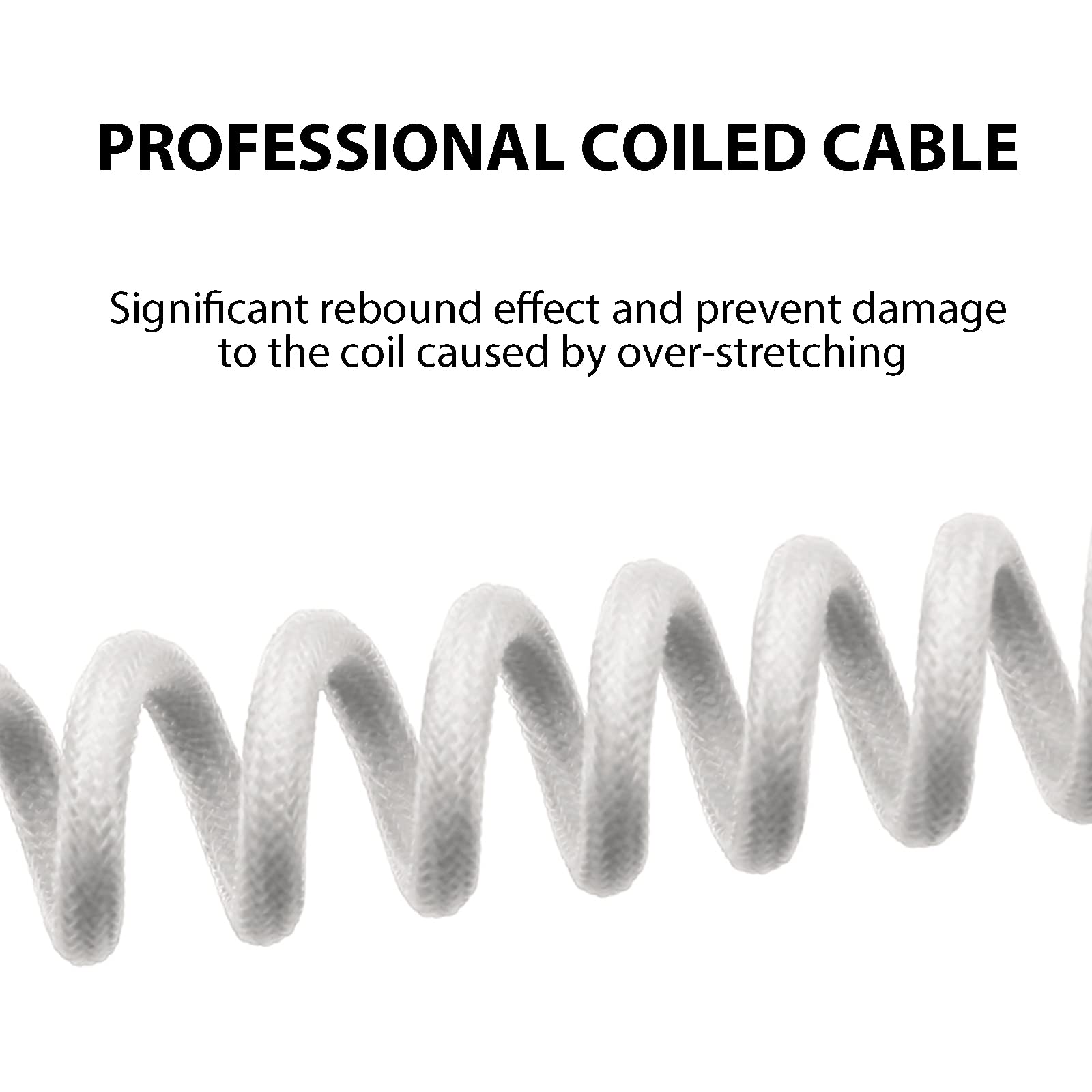 EPOMAKER Mix 1.8m Coiled USB C to USB A Keyboard Cable - Durable TPU Braided Cord with Detachable Metal Aviator Connector for Mechanical Gaming Keyboards (White) - Perfect for Custom Keyboard Setups & PC Gaming Battlestations