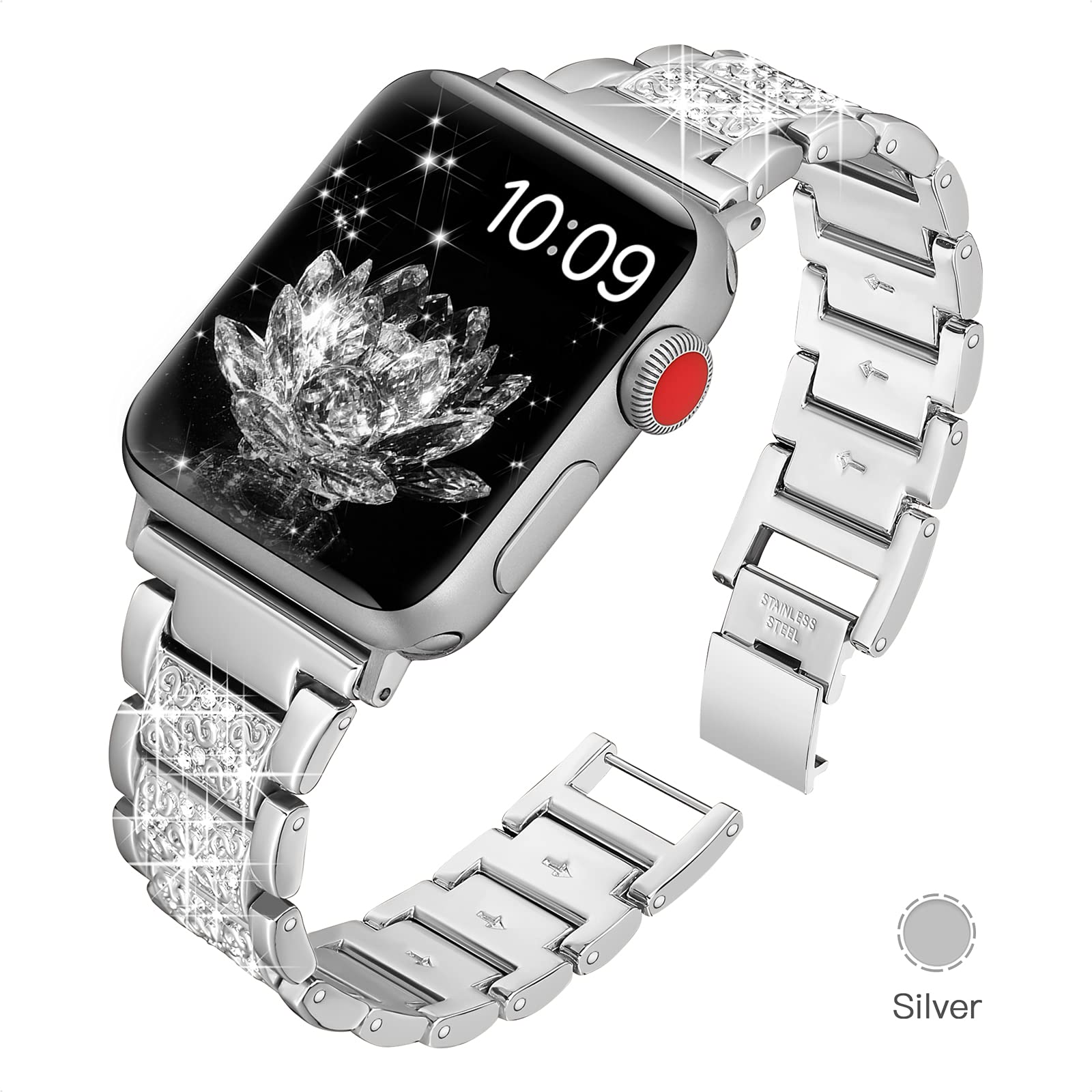 YGTIECS Bling Diamond Bracelet Compatible with Apple Watch 38mm 40mm 41mm 42mm 44mm 45mm 46mm 49mm - Elegant Dressy Band for Women, iWatch Ultra 2/1 Series 10/9/8/7/6/5/4/3/2/1/SE - Perfect for Parties, Weddings & Everyday Luxury Wear