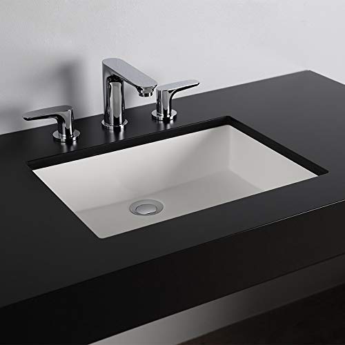Premium Gloss White Solid Surface Undermount Bathroom Sink with Overflow - 19.5