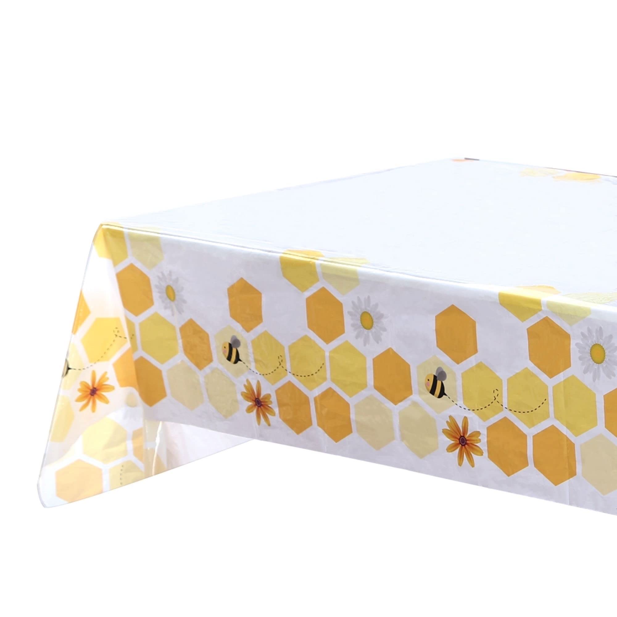 Winoo Bee Themed Party Decorations - 54x108 Inch Disposable Tablecloth for Baby Showers, Birthday Parties & Bee-Themed Events | Perfect for Outdoor Picnics, Classroom Activities & DIY Decor