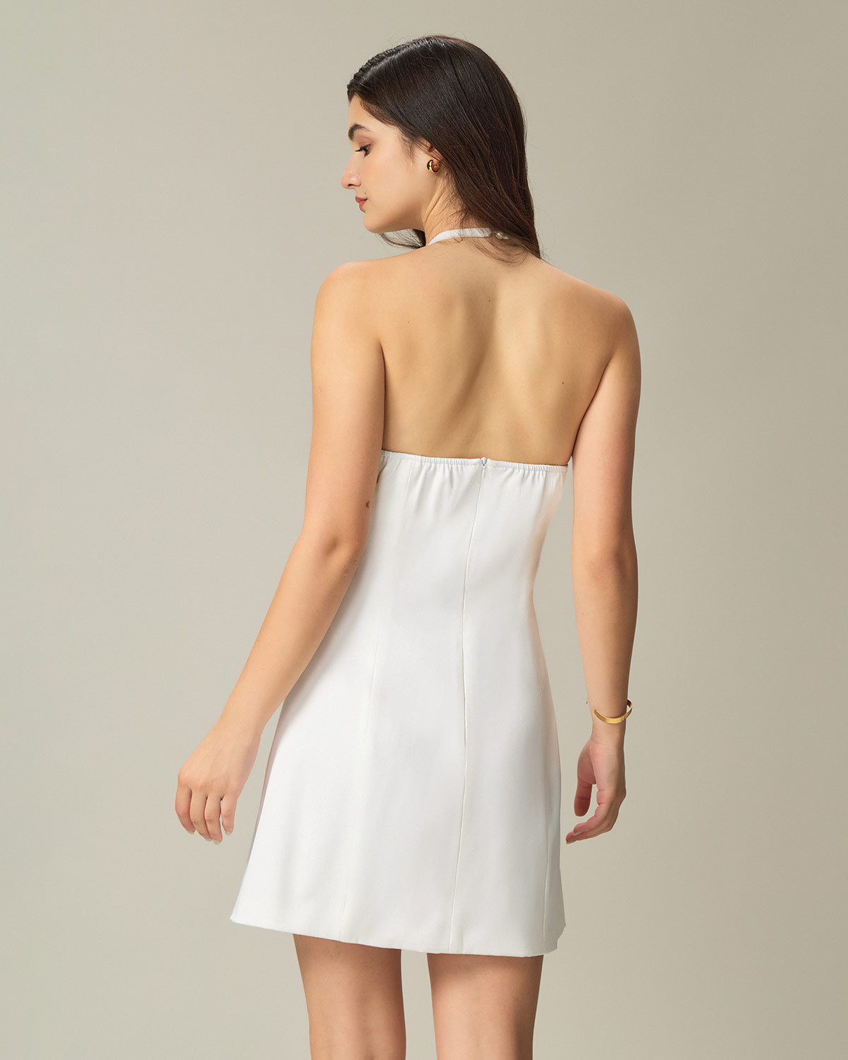 Sexy White Halter Backless Mini Dress for Women - Summer Party, Beach Vacation & Night Out Outfits