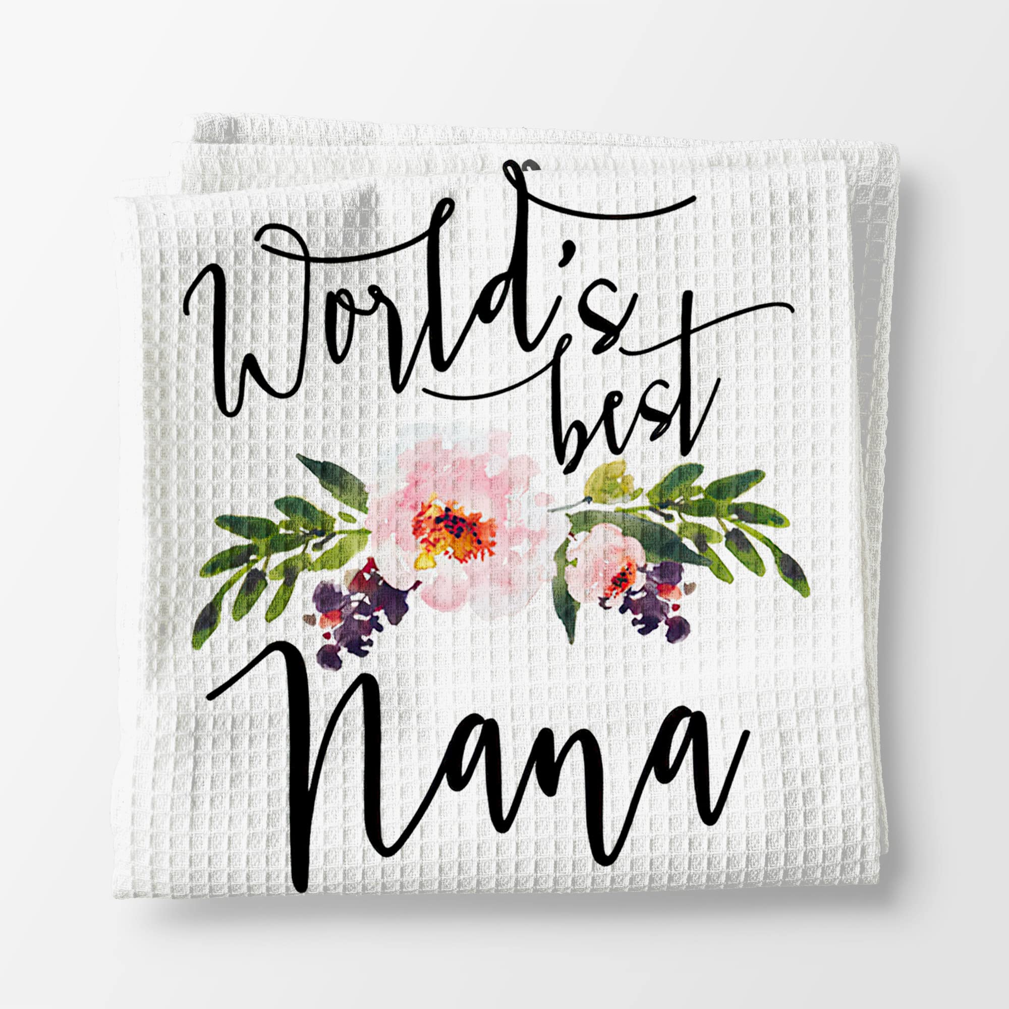 World's Best Nana Floral Bath Towel - Funny Sweet Gift for Grandma from Granddaughter/Grandson - Soft Decorative Towel for Bathroom, Mother's Day & Housewarming Gifts