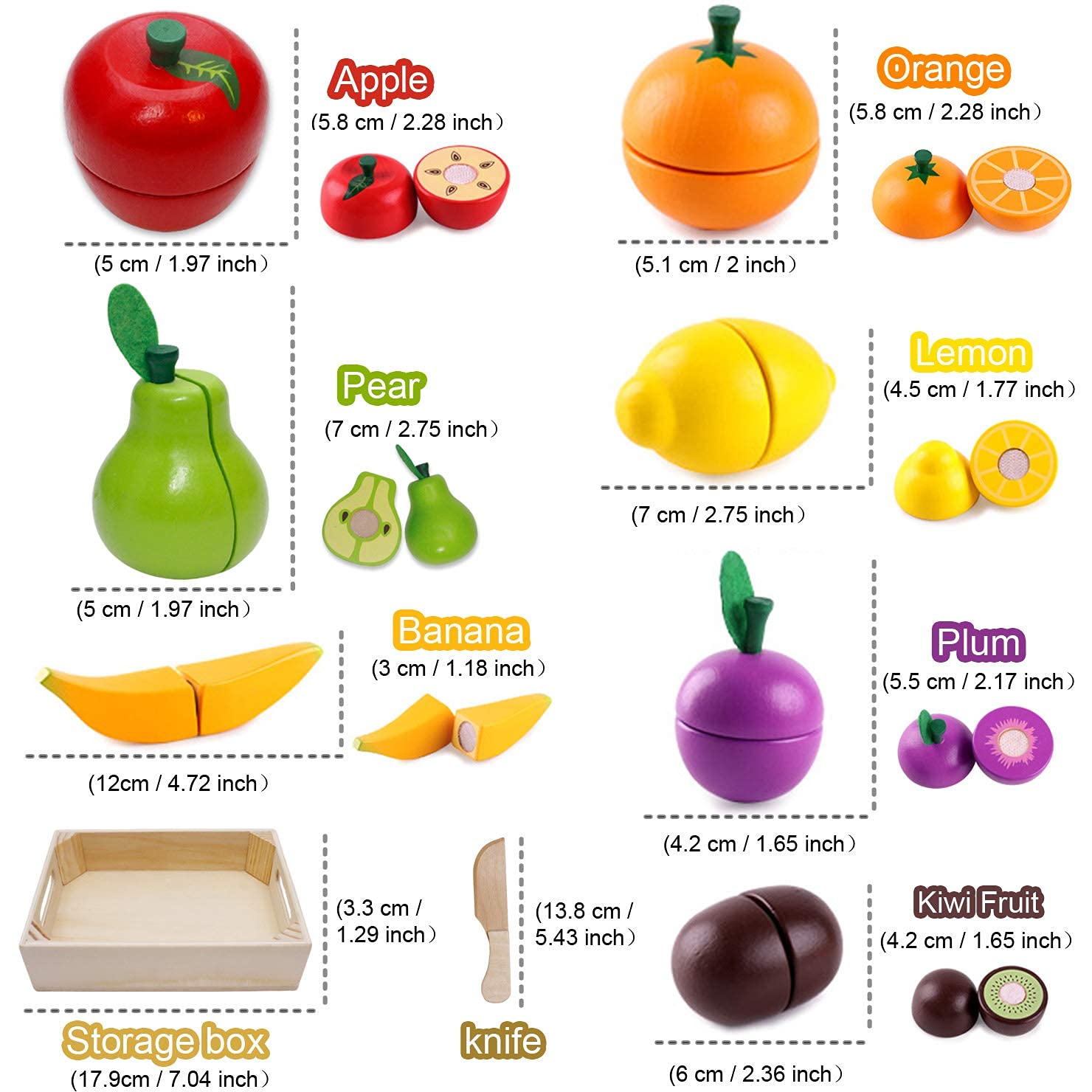 Wooden Fruits and Vegetables Play Set for Kids - Pretend Play Toy for Learning & Fun - Perfect for Montessori, Kitchen Role Play, and Early Childhood Education