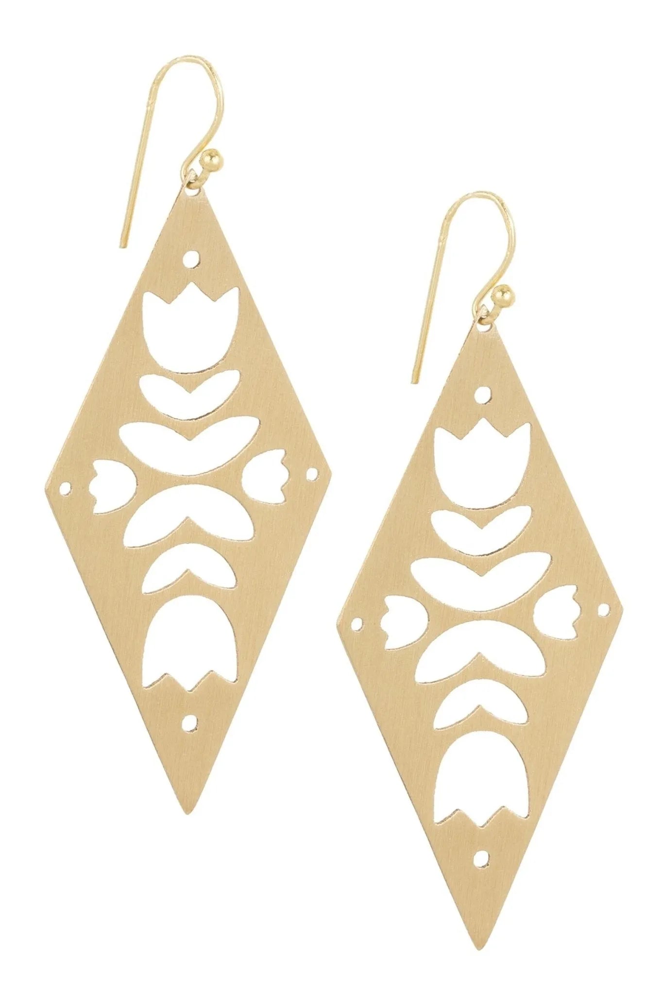 Diamond Drop Open Brass Earrings for Women - Elegant Dangle Earrings for Party, Wedding & Everyday Wear