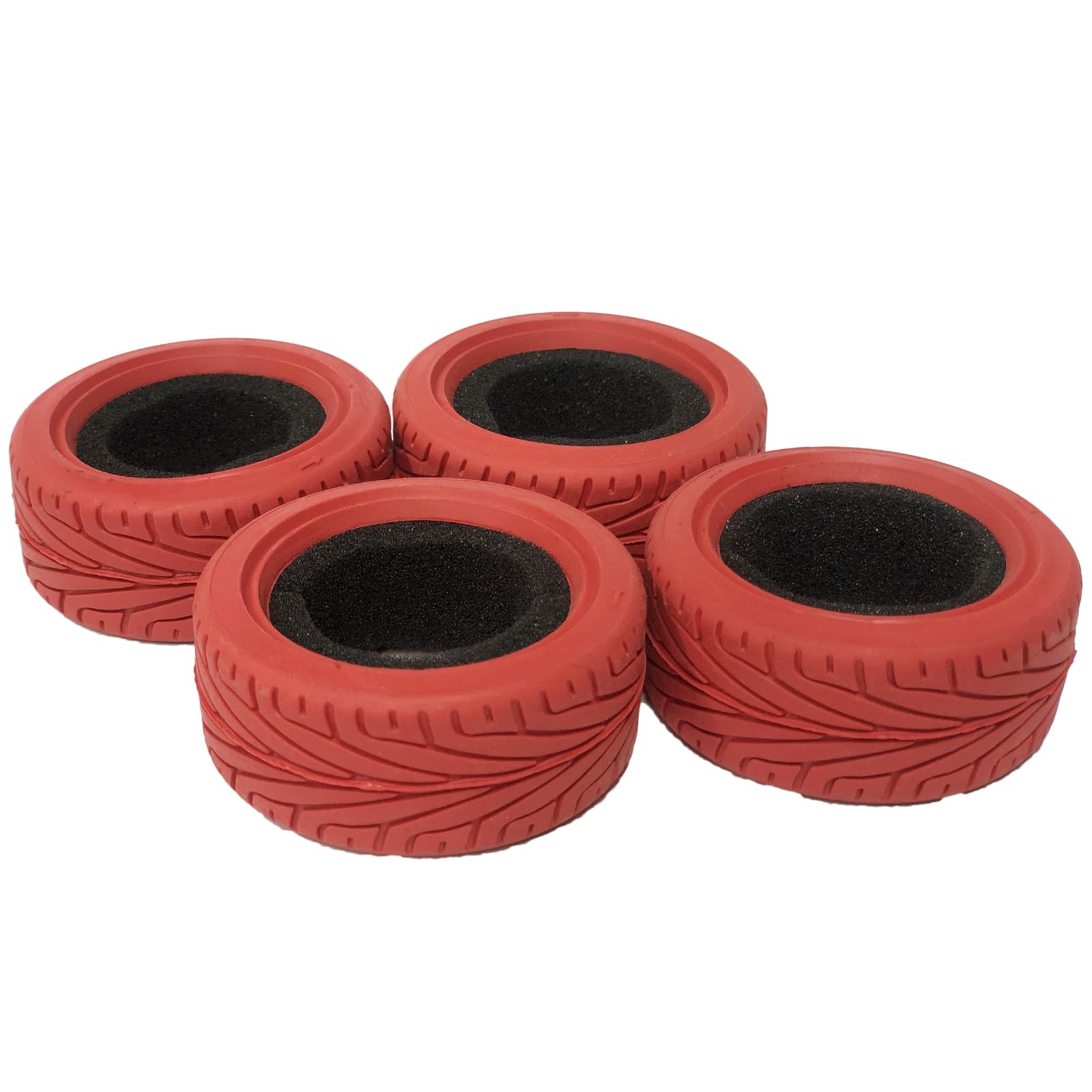 WONFAST 1/10 Scale RC On-Road Car Tires - 4PCS 65mm Grain Drift Rubber Replacement Tires for HSP Tamiya HPI Racing Cars - Perfect for Drifting, Racing and Run-flat Performance (Red)
