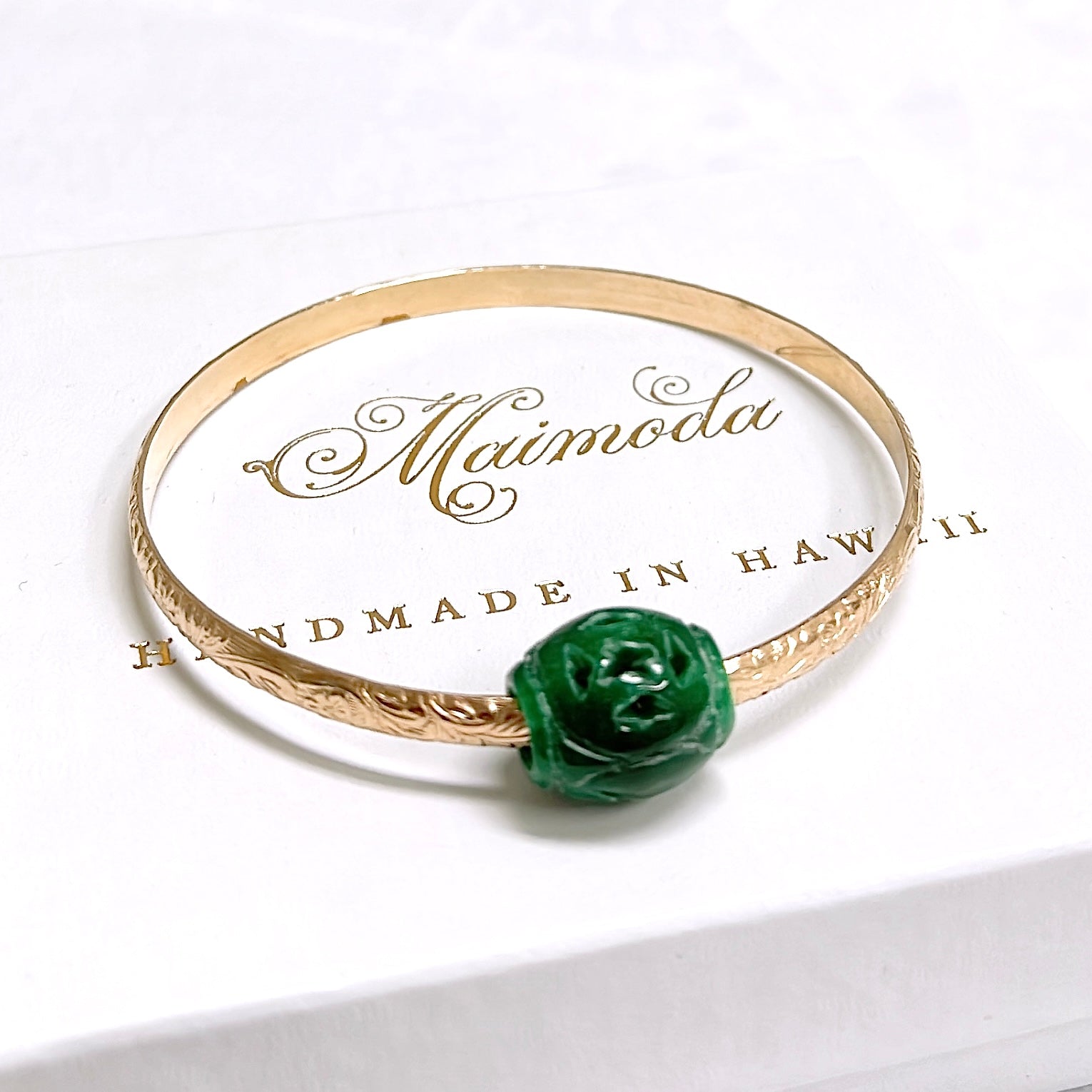 Barrel Shaped Jade Bead Bangle ALII (B568) - Elegant Handmade Jewelry for Women, Perfect for Weddings, Parties & Everyday Wear
