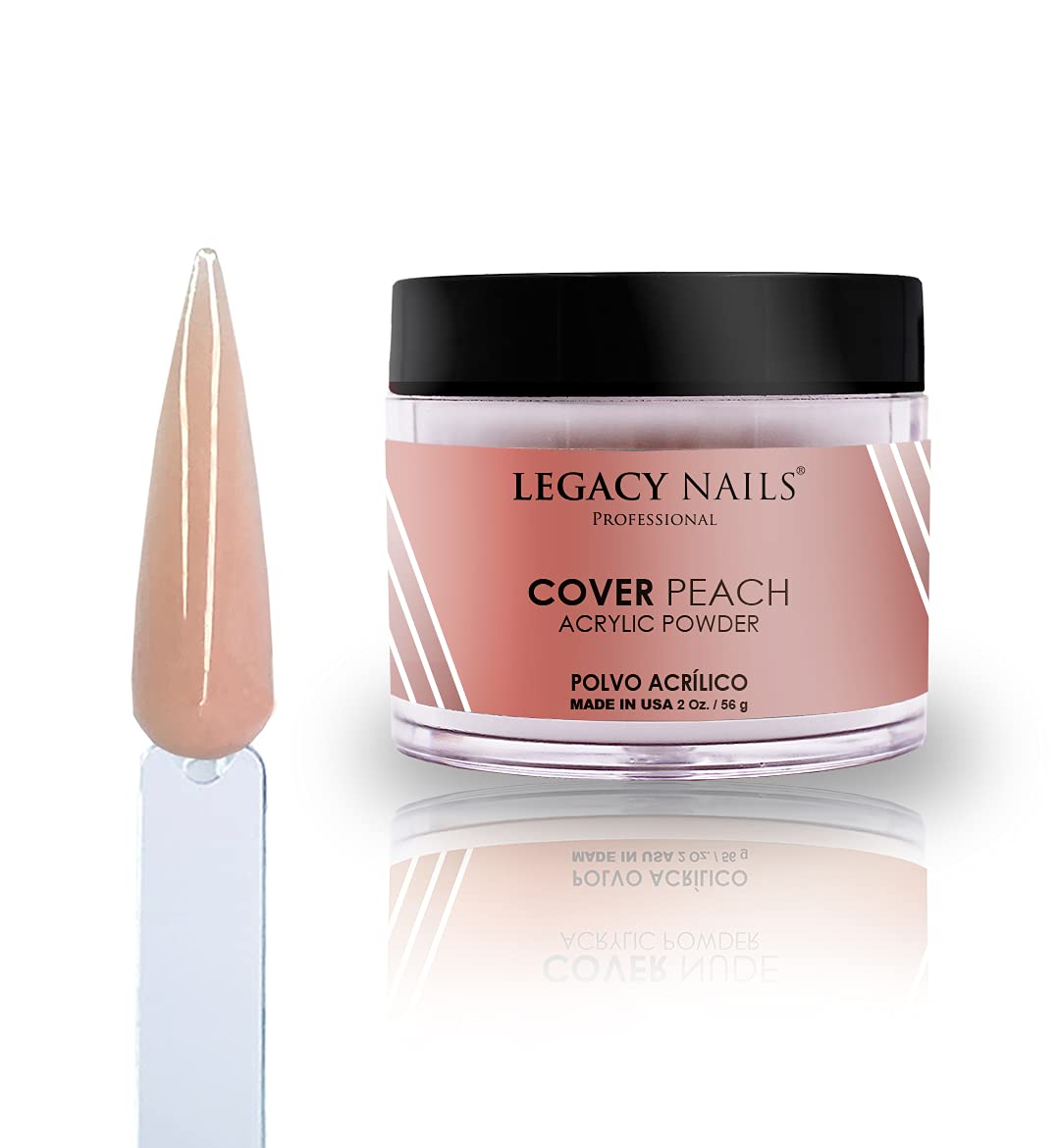 Legacy Nails Professional PEACH Acrylic Powder for Nail Art & Extensions - 2oz Healthy Natural-Looking Nails | Perfect for French Manicures, Salon Use & DIY Nail Designs